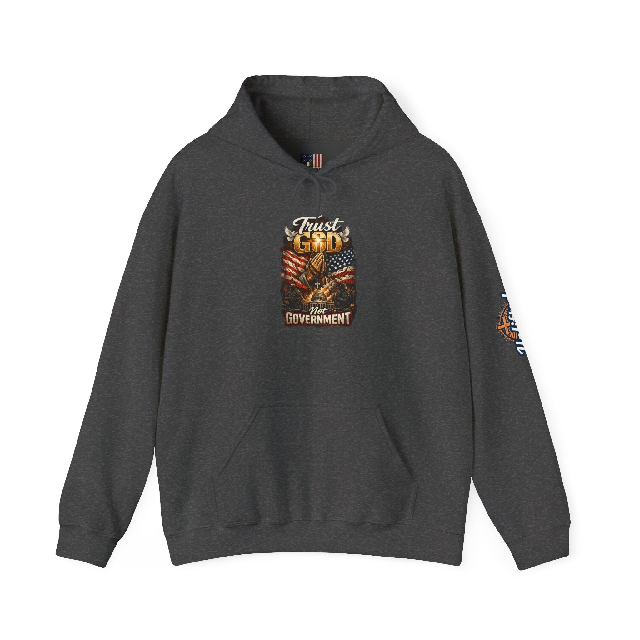 Trust God Not Government Hoodie — Vintage Patriotic Christian Hoodie Printify