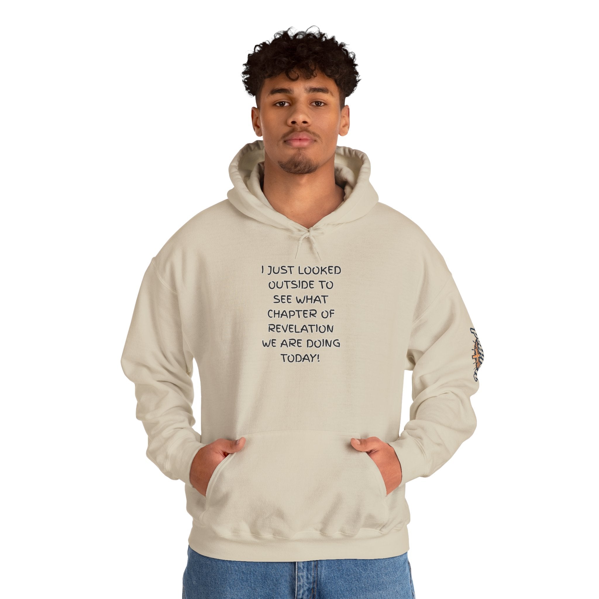 What Chapter of Revelation Hoodie – I Looked Outside My Window Christian Sweatshirt for End Times Humor & Faith Printify