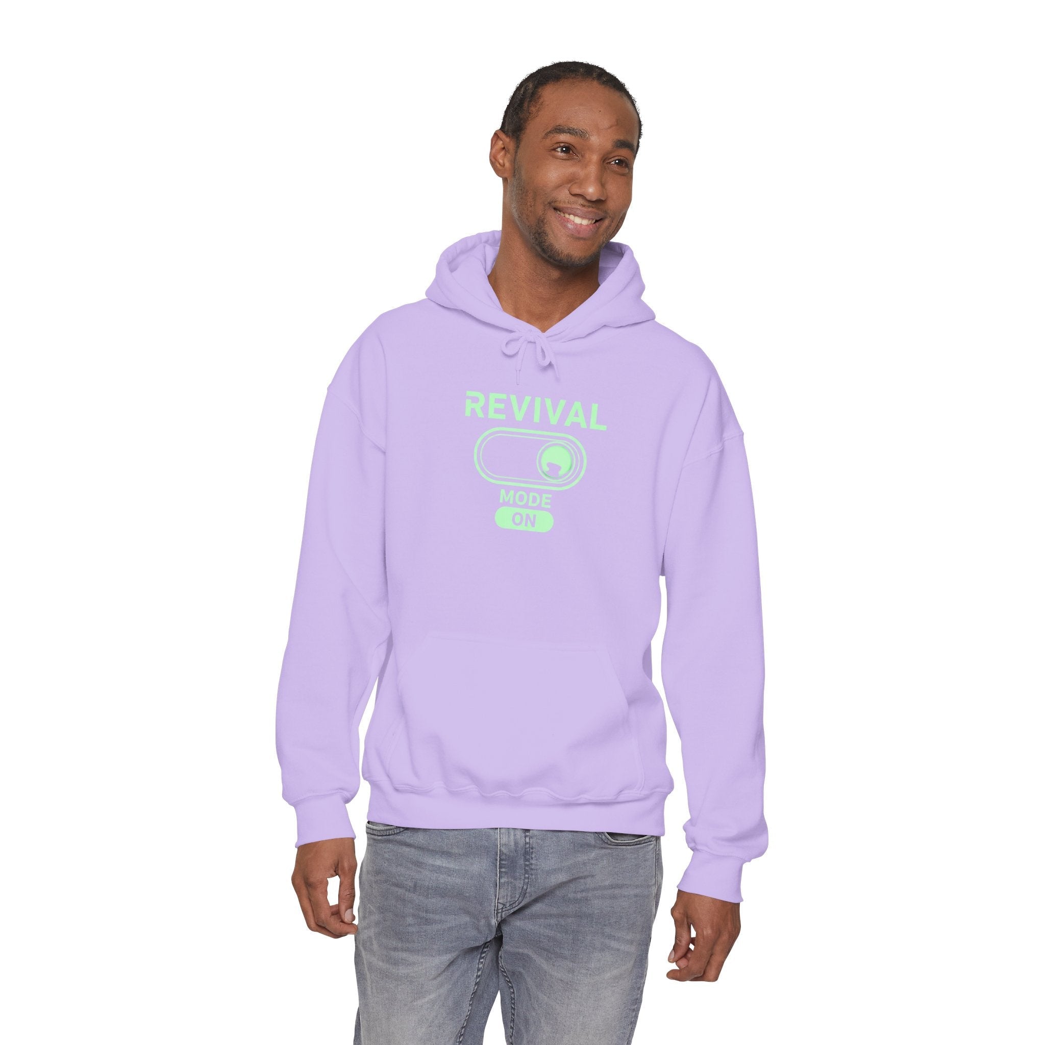 🔥 Revival Mode: ON – Christian Techwear Hoodie | Glowing Green Faith Switch | Futuristic Jesus Shirt | Activate Your Spiritual Awakening | Uplifted Gear Printify
