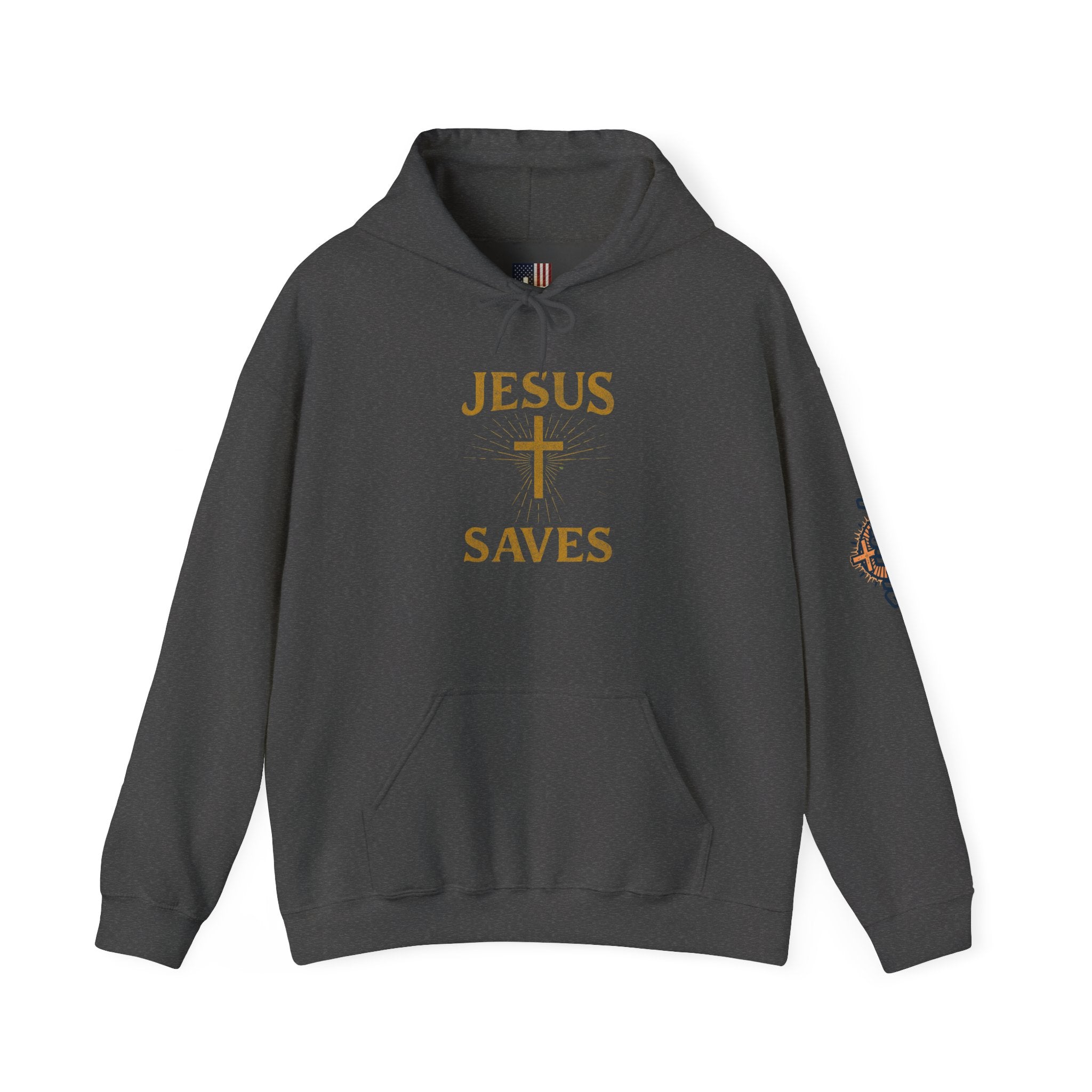 Jesus Saves Hoodie – Radiant Cross & Rays of Light Christian Sweatshirt for Eternal Hope & Faith Printify