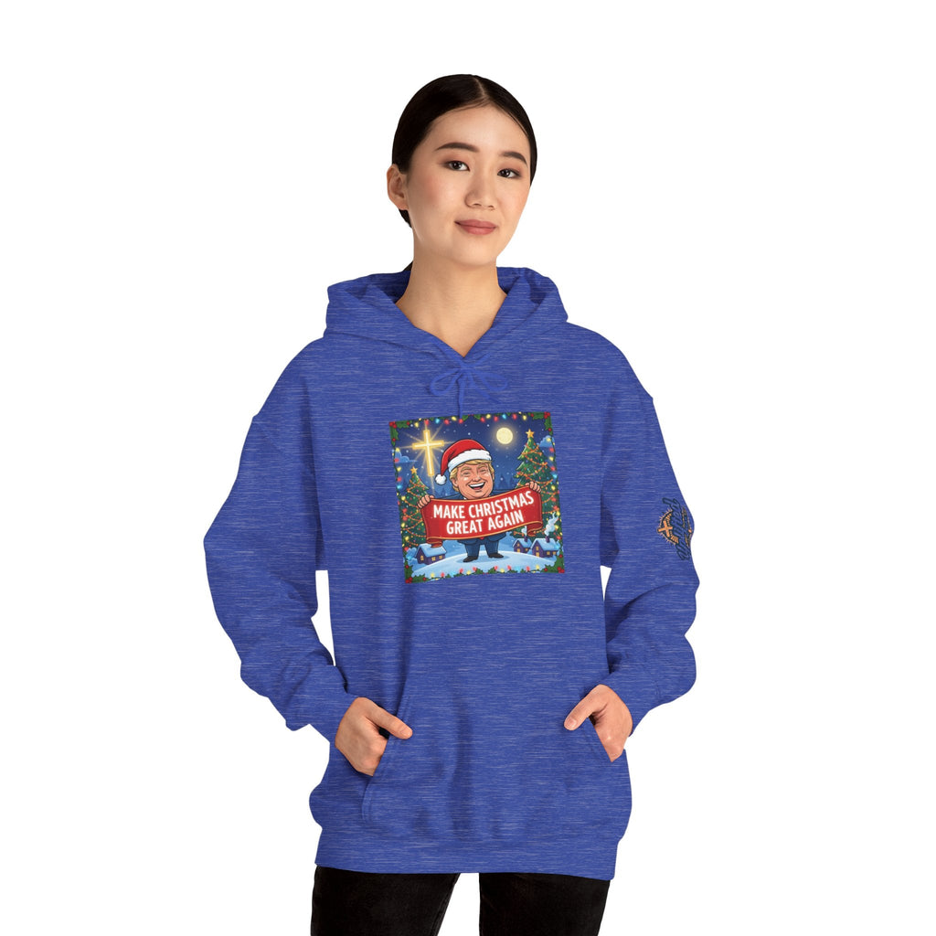 🎄 Make Christmas Great Again – Patriotic Christian Christmas Hoodie | Bold Holiday Faith Tee | Red & White Banner Design | Uplifted Gear Printify