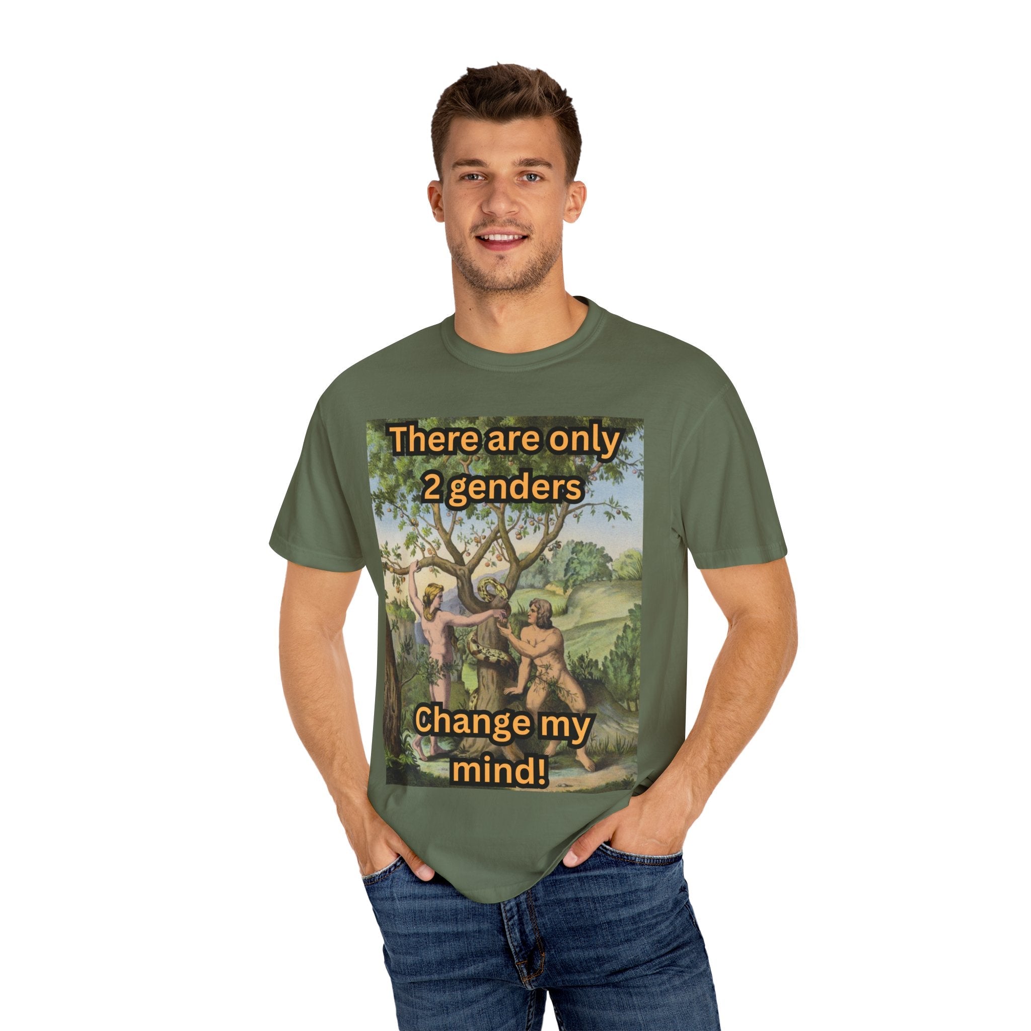 There Are Only 2 Genders T-Shirt – Adam & Eve Cross Christian Tee for Bold Faith Printify