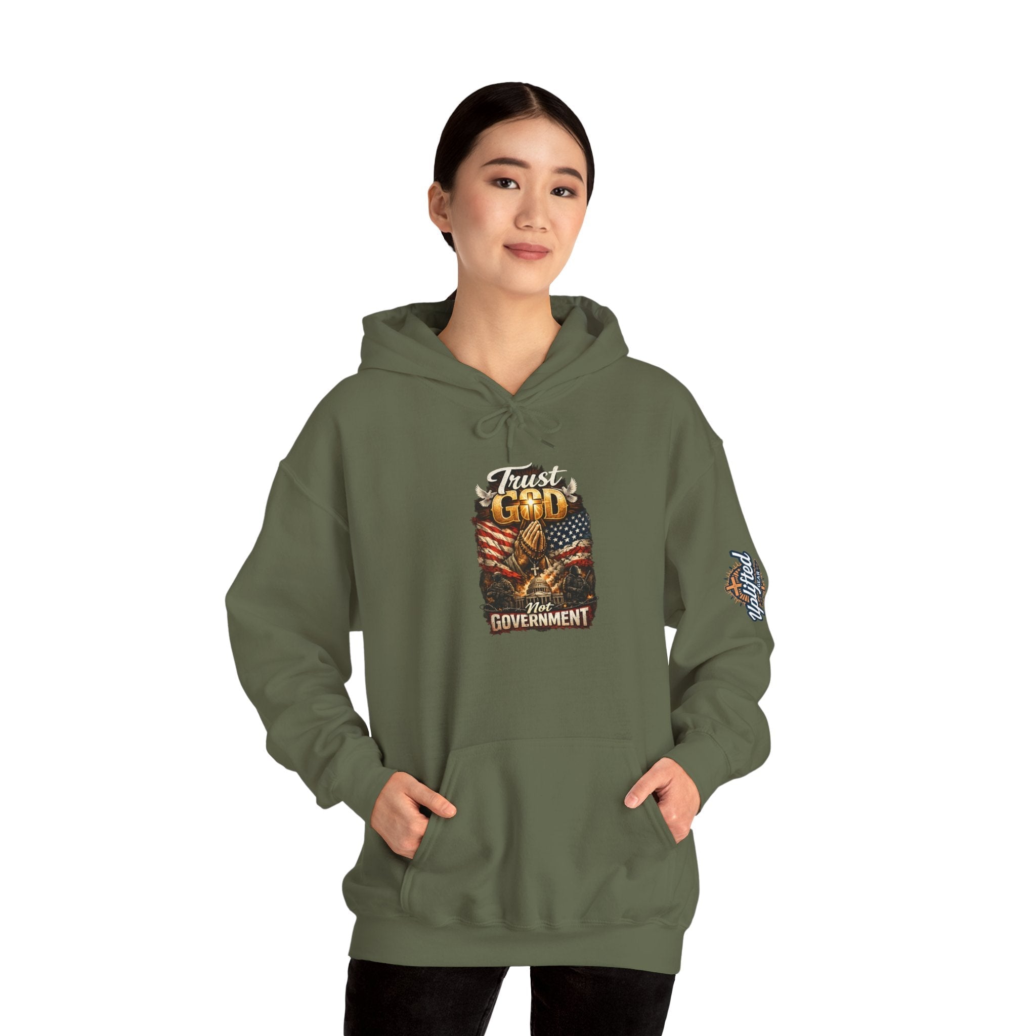 Trust God Not Government Hoodie — Vintage Patriotic Christian Hoodie Printify