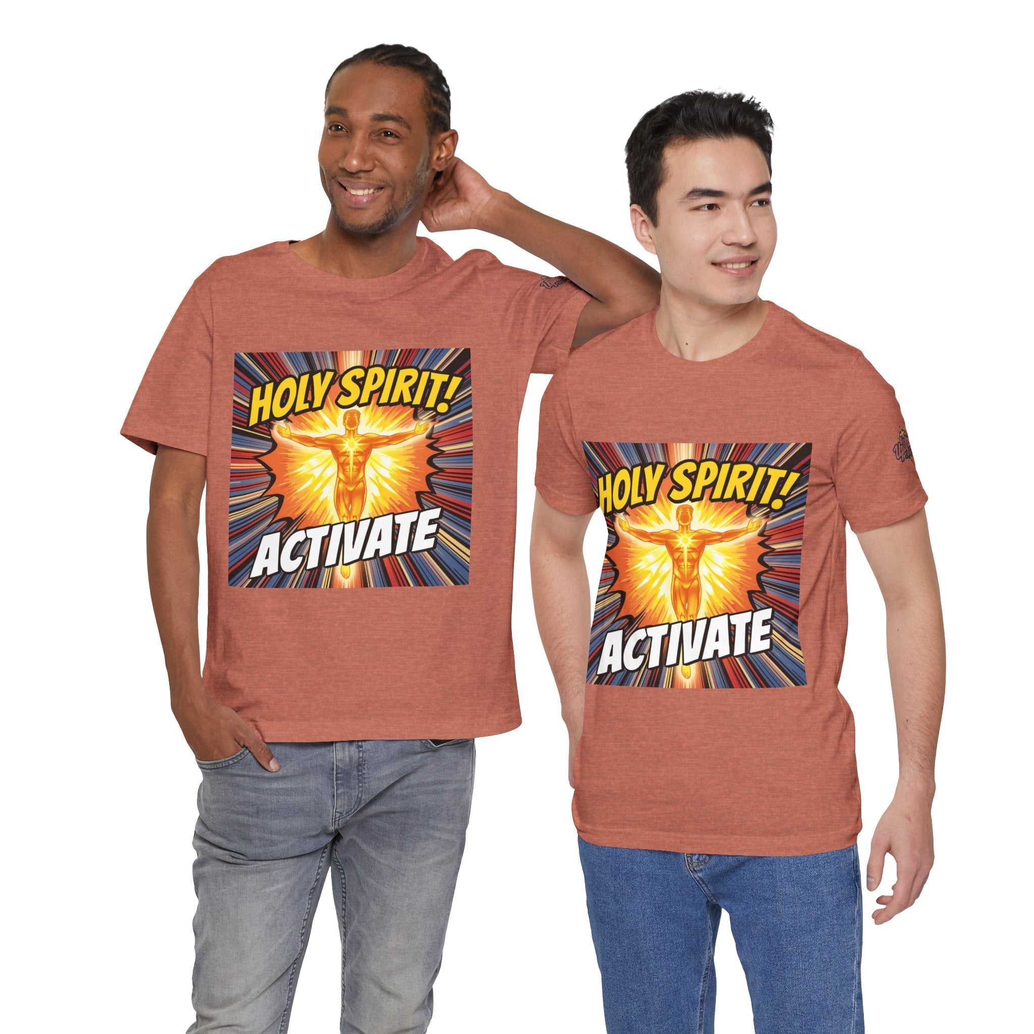 Holy Spirit Activate T-shirt – Superhero Christian T-shirt with Vibrant Power-Up Design for Faith-Fueled Boldness Printify