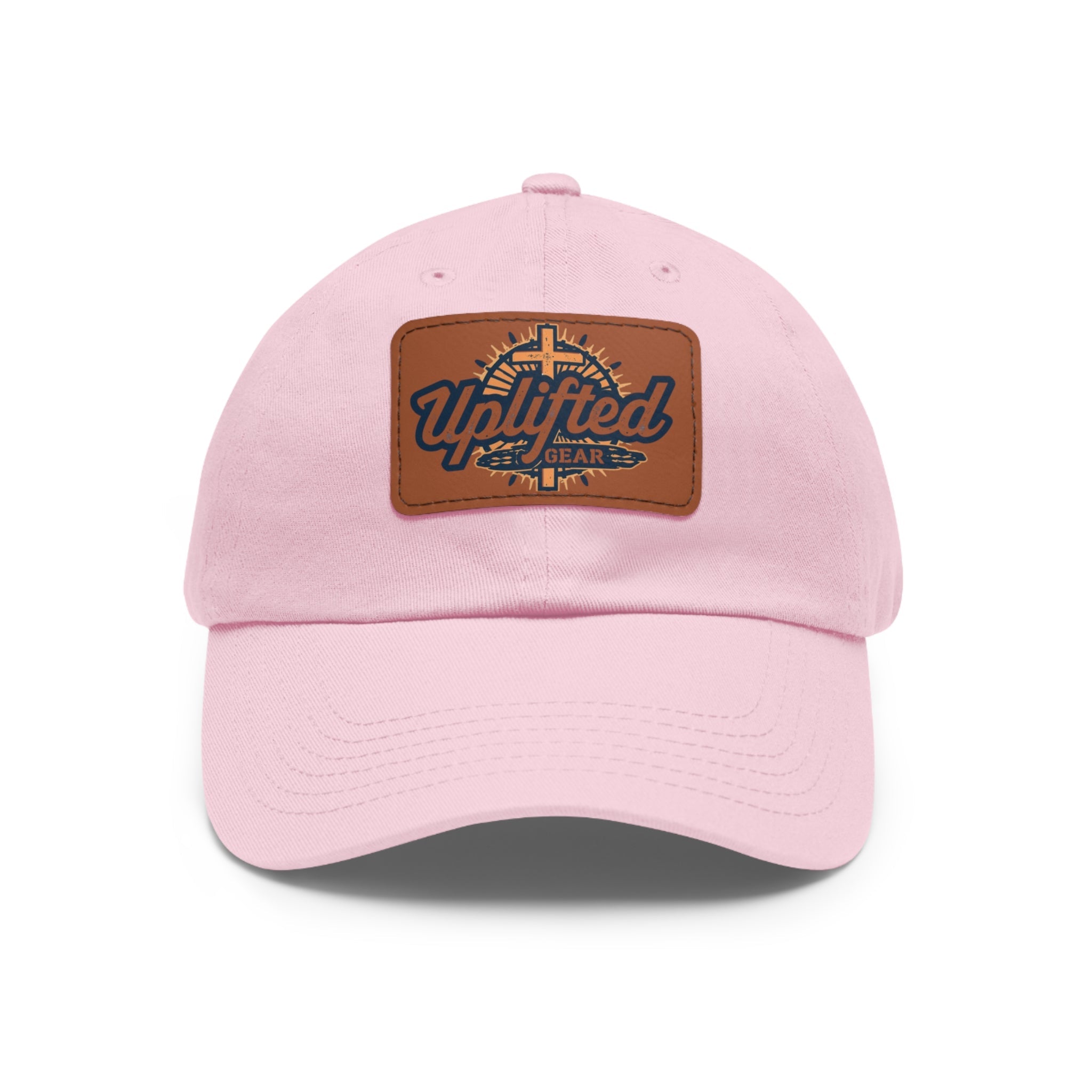 Uplifted Gear Leather Patch Dad Hat — Vintage Aviation Logo Cap Printify