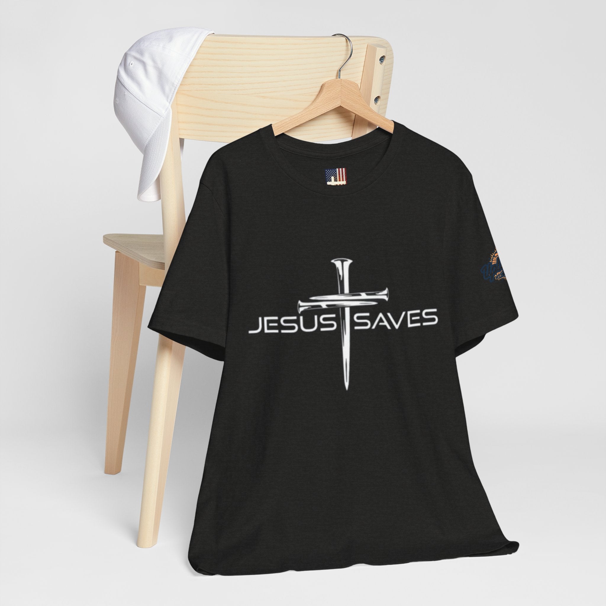 Jesus Saves T-shirt – 3 Nails Crucifix Cross Christian T-shirt for Redemption Faith & Bold Salvation Printify