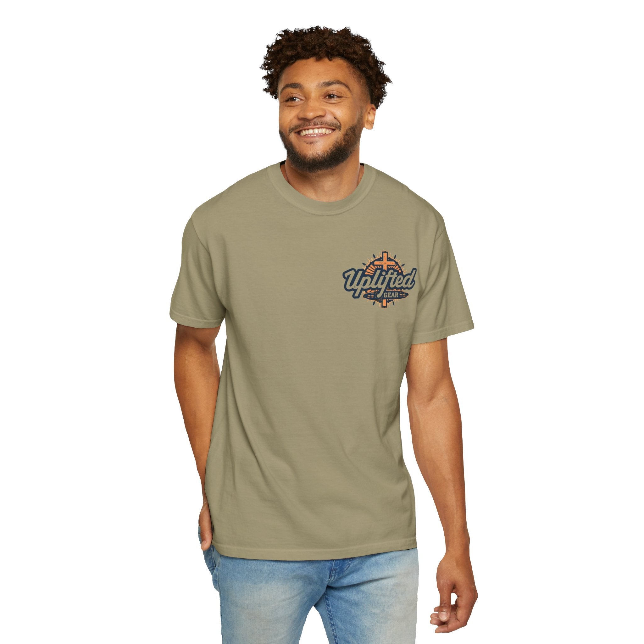 ✨ Chosen. Loved. Redeemed. – Elegant Christian T-Shirt | Gold Foil Faith Tee | Subtle Cross & Heart Design | Inspirational Bible Verse Apparel by Uplifted Gear Printify