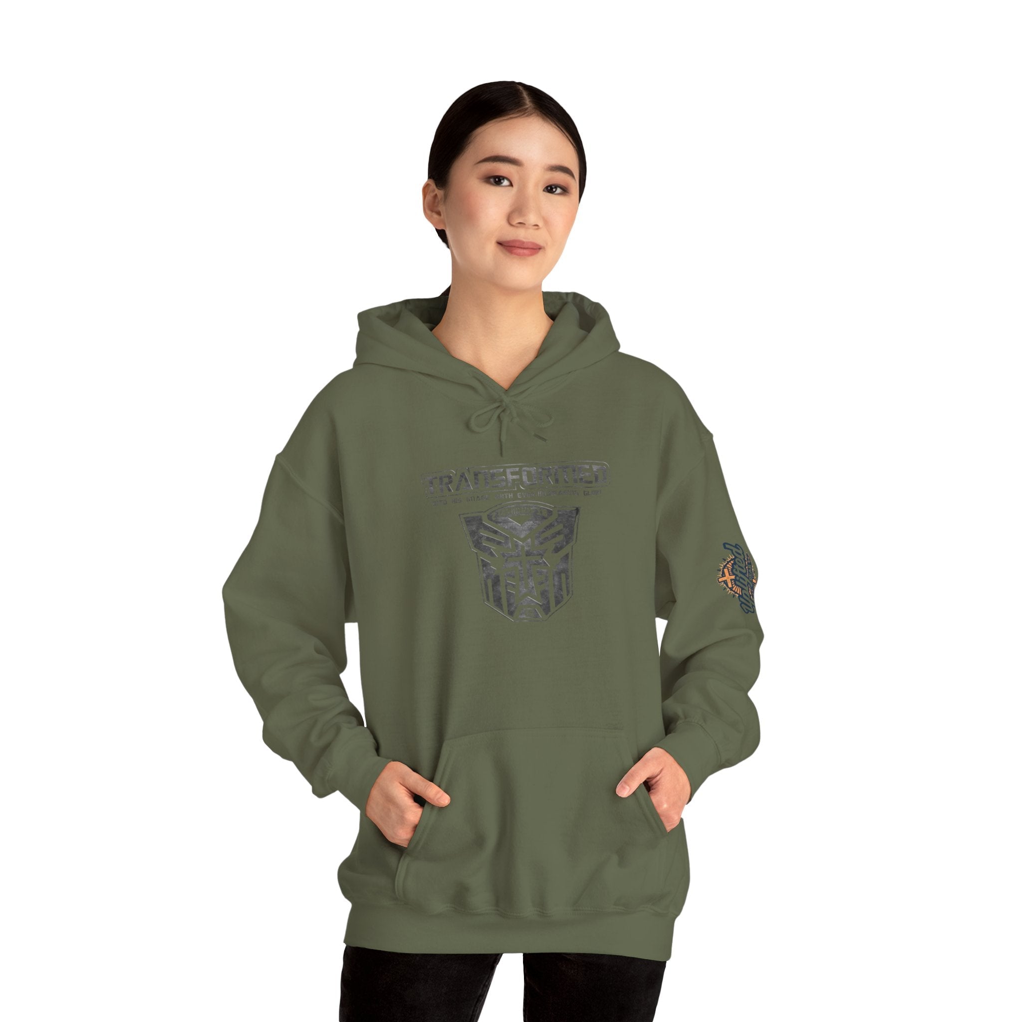 Transformer Logo Christian Hoodie | 2 Corinthians 3:18 Bible Verse Hoodie Printify