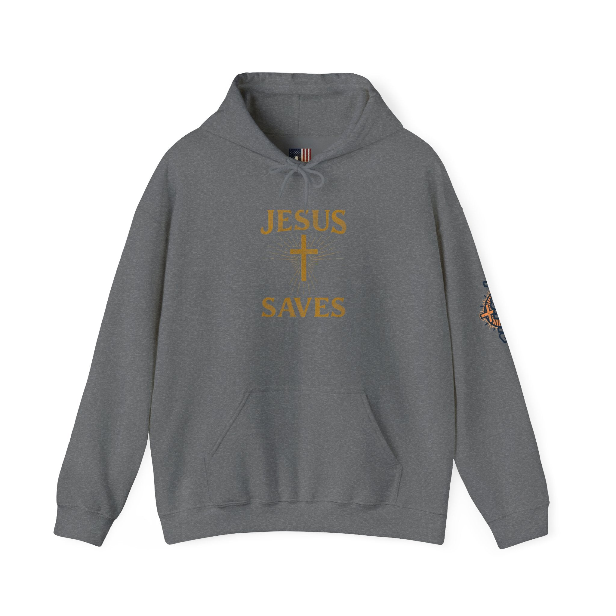 Jesus Saves Hoodie – Radiant Cross & Rays of Light Christian Sweatshirt for Eternal Hope & Faith Printify