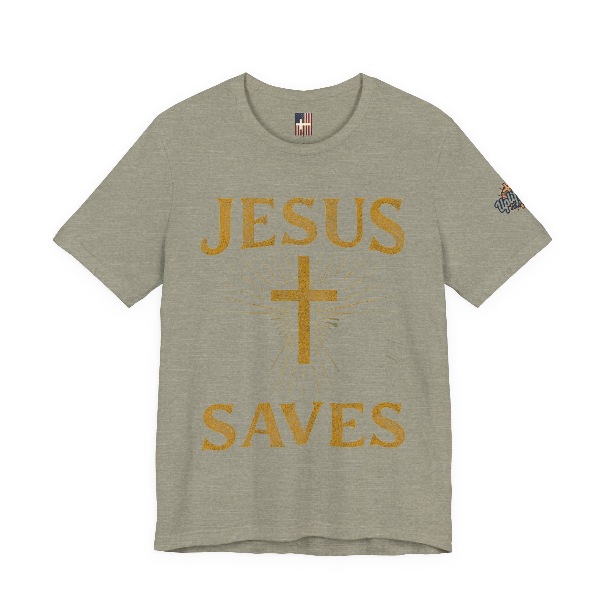 Jesus Saves T-shirt – Radiant Cross & Rays of Light Christian T-shirt for Eternal Hope & Faith Printify