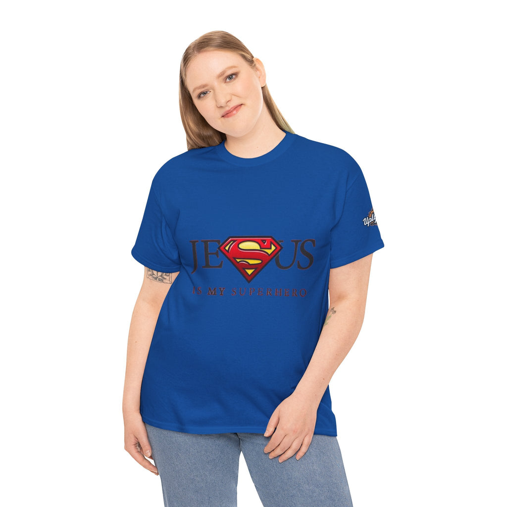 Jesus Is My Superhero T-Shirt — Faith-Based Superman-Inspired Tee Printify