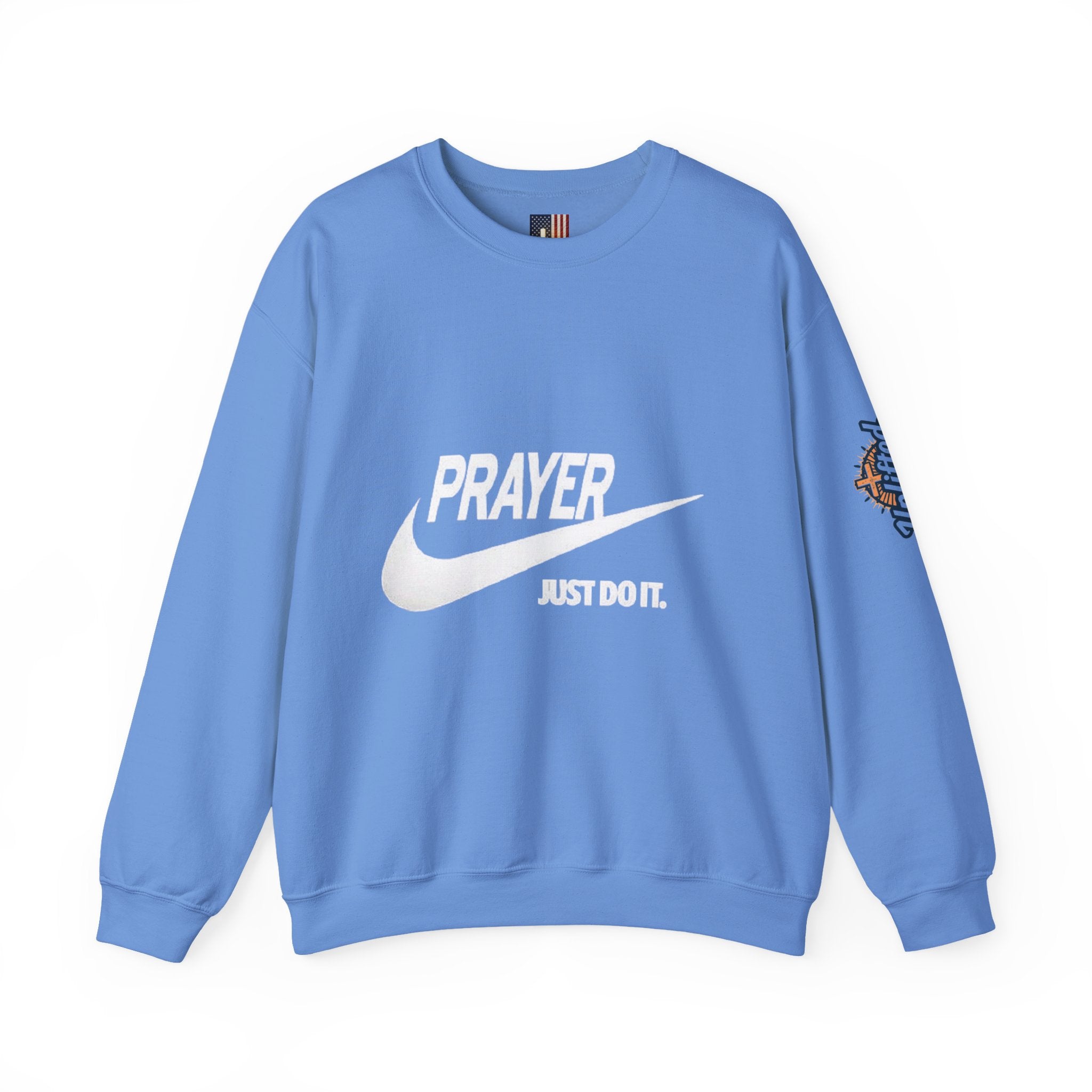 Prayer Just Do It Sweatshirt - Funny Christian Nike Parody Sweatshirt - Faith Gear Printify