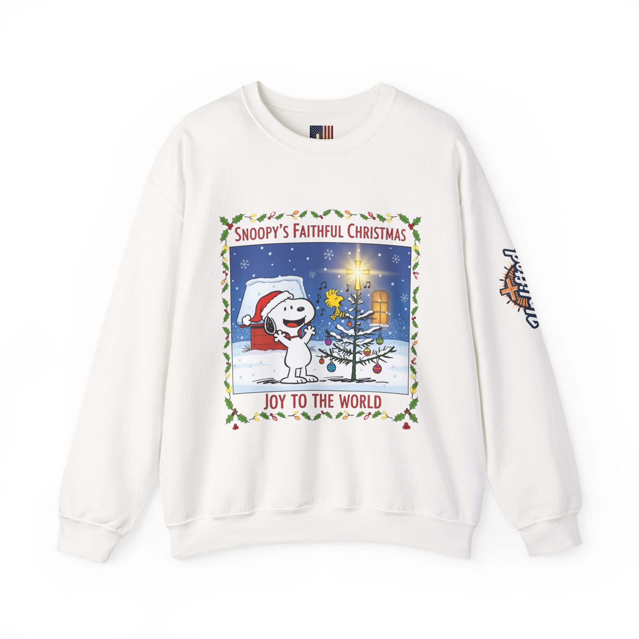 🎄 Faithful Christmas Friends – Christian Holiday Sweatshirt | Festive Tree & Cartoon Duo | Heartwarming Christmas Tee by Uplifted Gear Printify