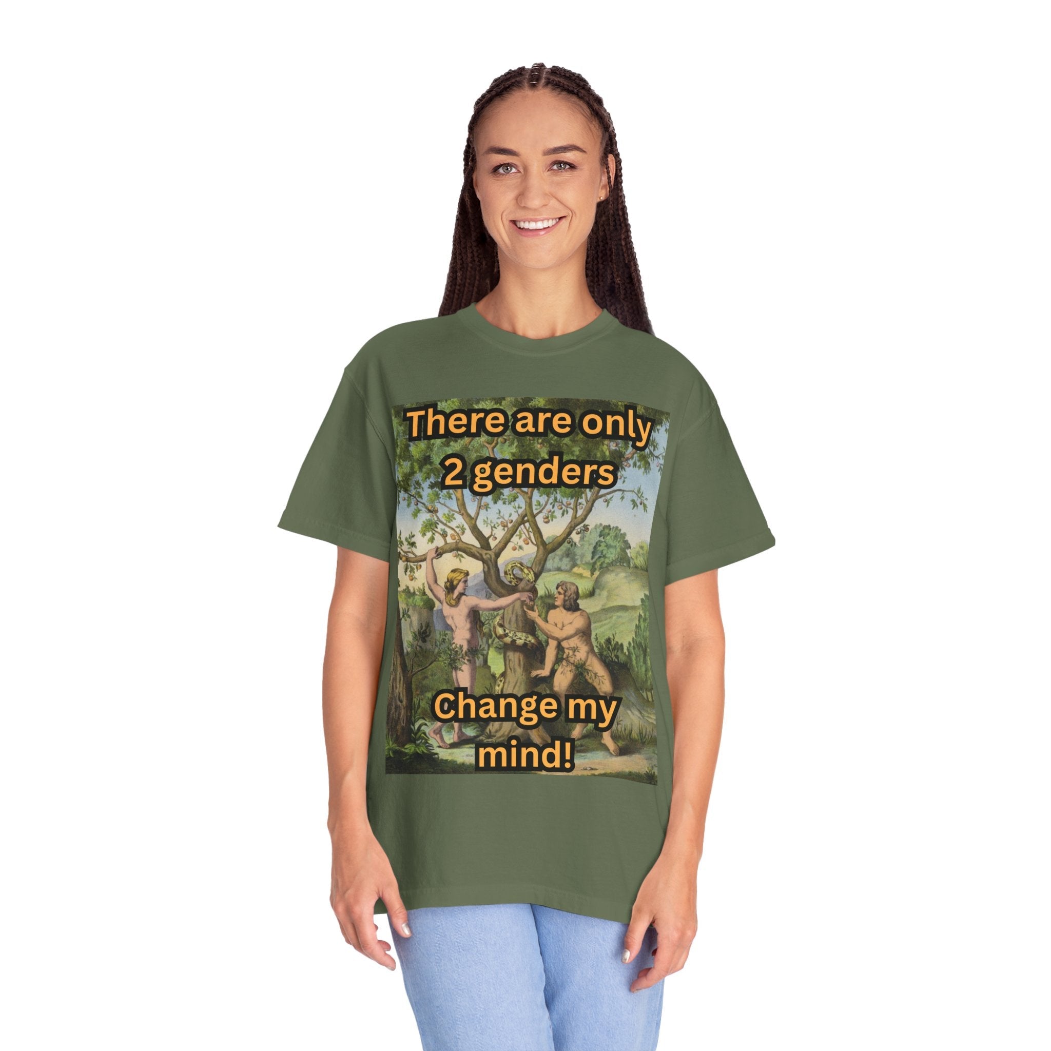 There Are Only 2 Genders T-Shirt – Adam & Eve Cross Christian Tee for Bold Faith Printify
