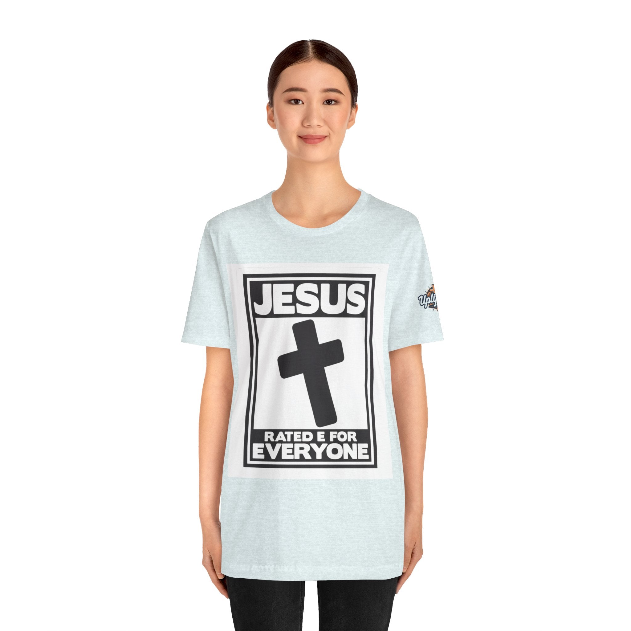 Jesus, Rated E for Everyone T-shirt - Gamer Faith T-shirt - Christian Video Game Parody Printify