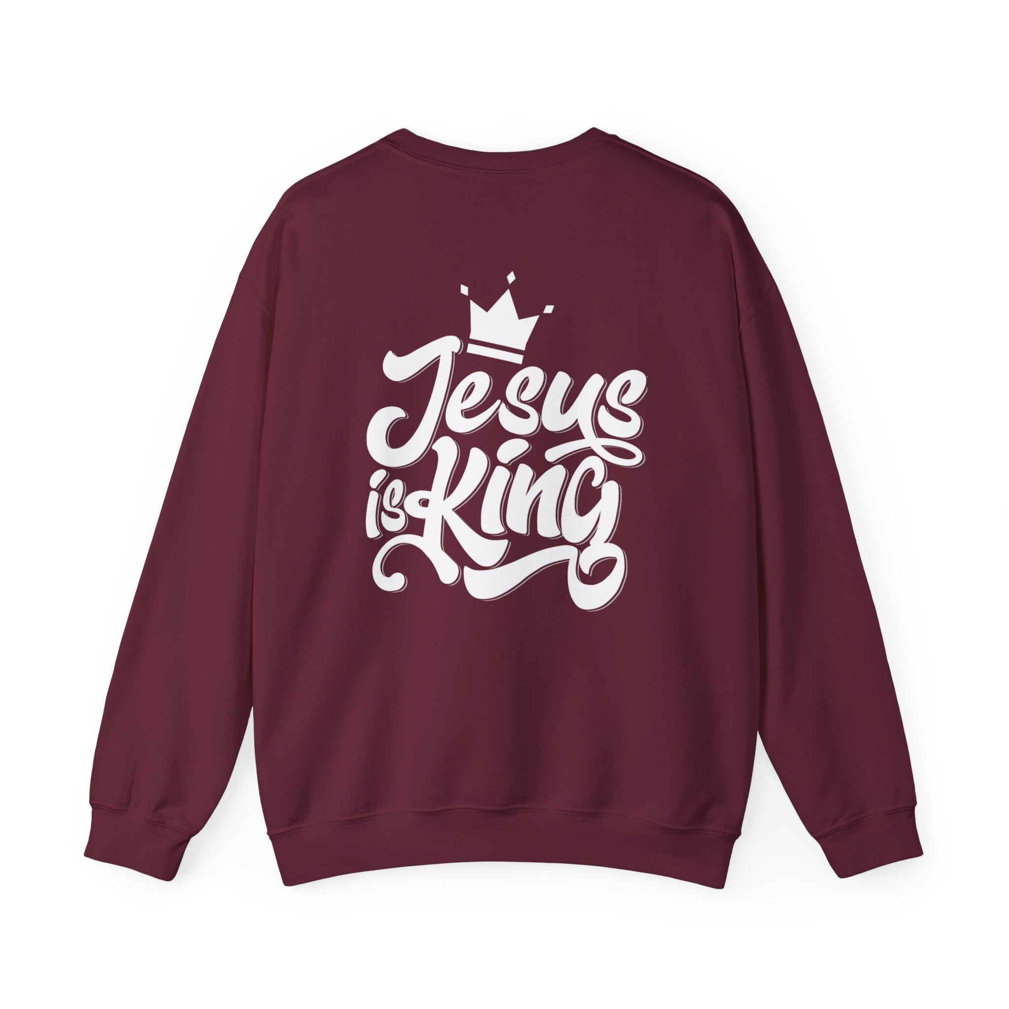 Jesus is King Sweatshirt – Bold Crown & Cross Christian Hoodie for Eternal Faith & Comfort Printify