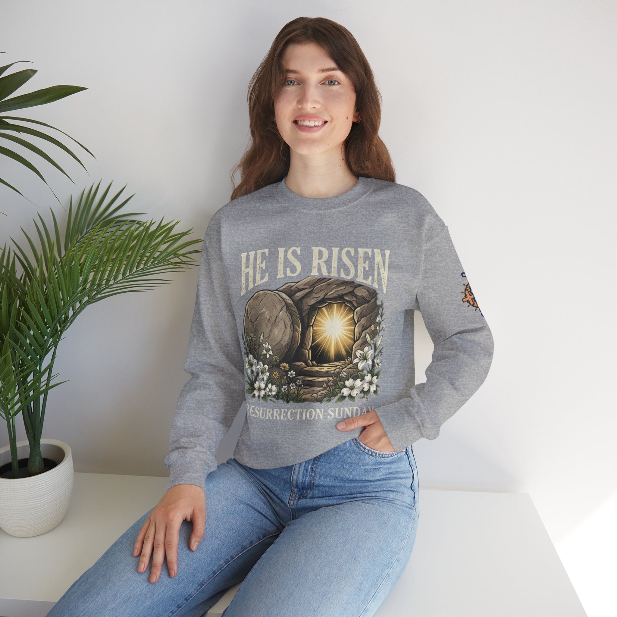 He Is Risen Sweatshirt — Jesus Christ Resurrection Easter Sweatshirt Printify