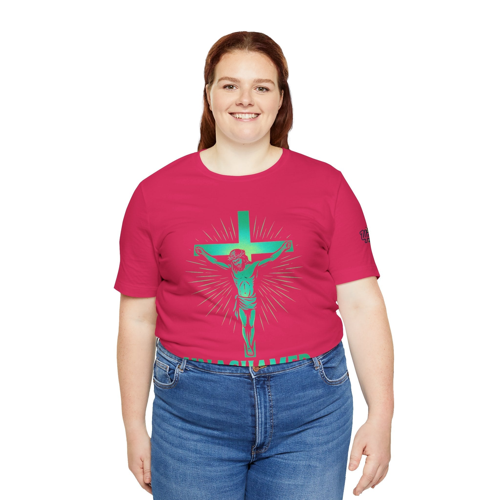 Unashamed T-shirt – Romans 1:16 Crucifixion Christian t-shirt for Bold Unwavering Faith Printify