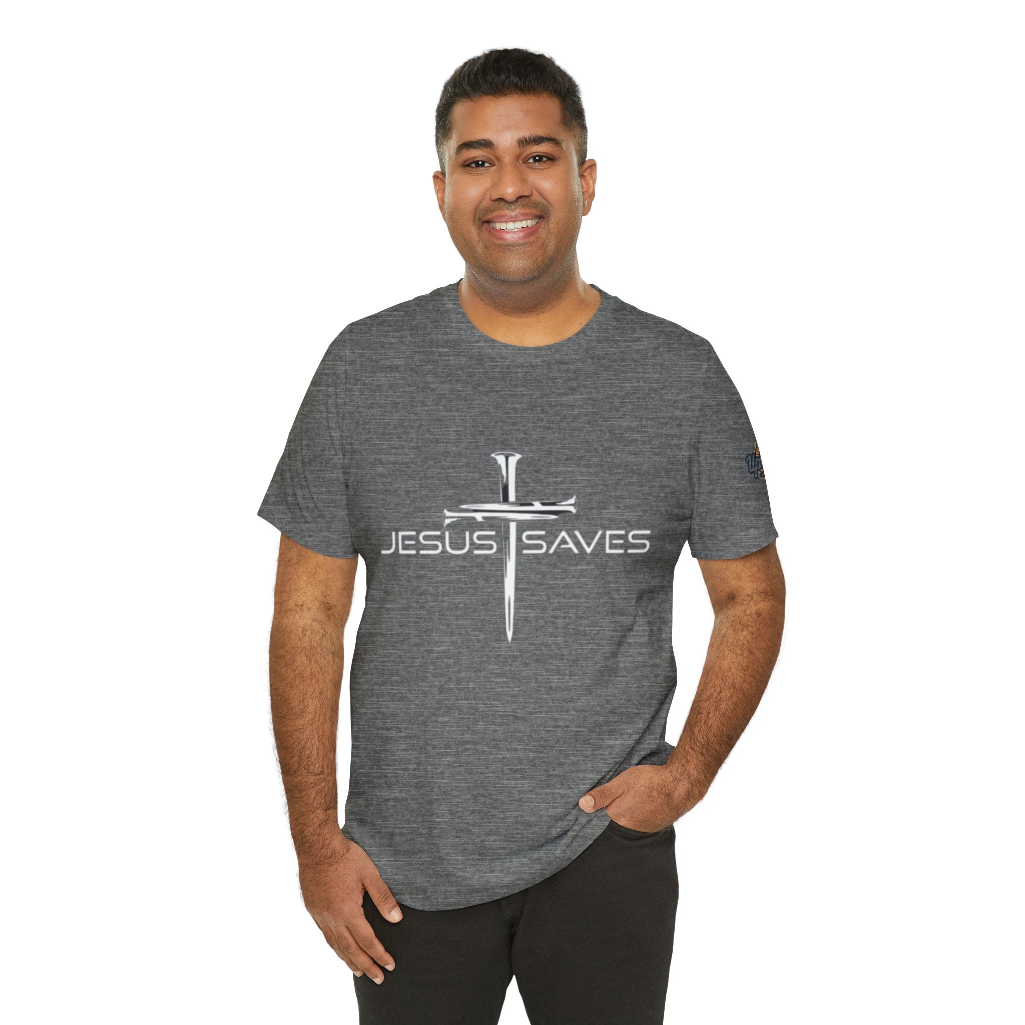 Jesus Saves T-shirt – 3 Nails Crucifix Cross Christian T-shirt for Redemption Faith & Bold Salvation Printify