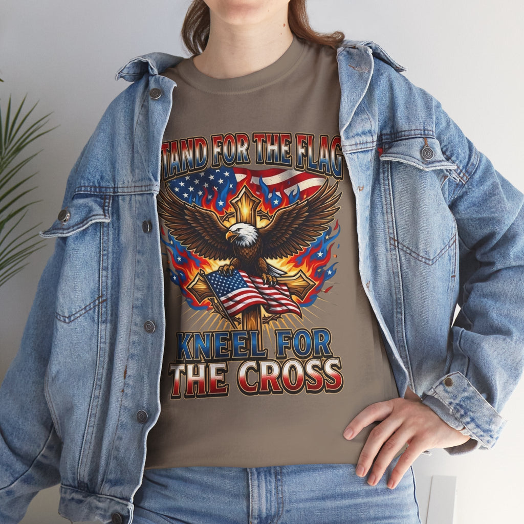 Stand for the Flag Kneel for the Cross T-shirt | Patriotic Eagle T-shirt Printify