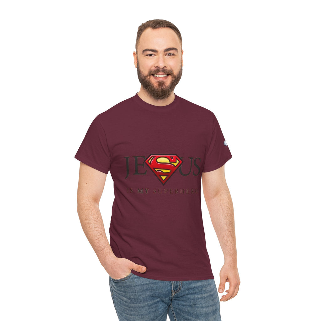 Jesus Is My Superhero T-Shirt — Faith-Based Superman-Inspired Tee Printify