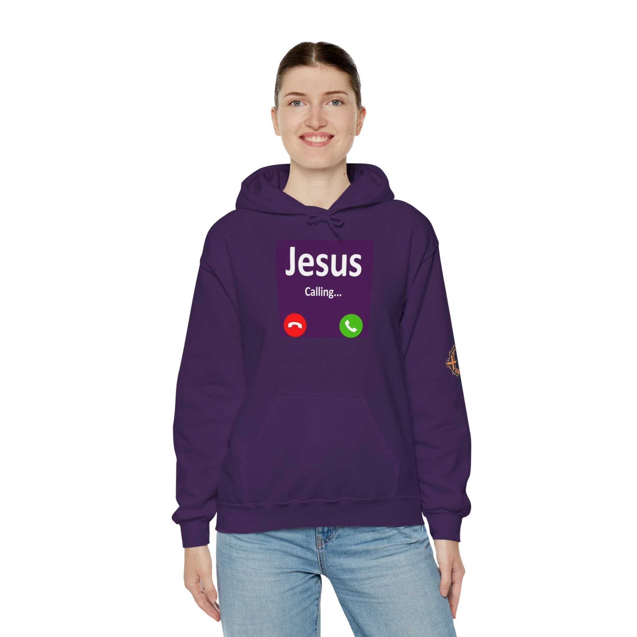 Jesus Calling Hoodie – Funny Cell Phone Screen Christian Sweatshirt for Divine Connection & Faith Humor Printify