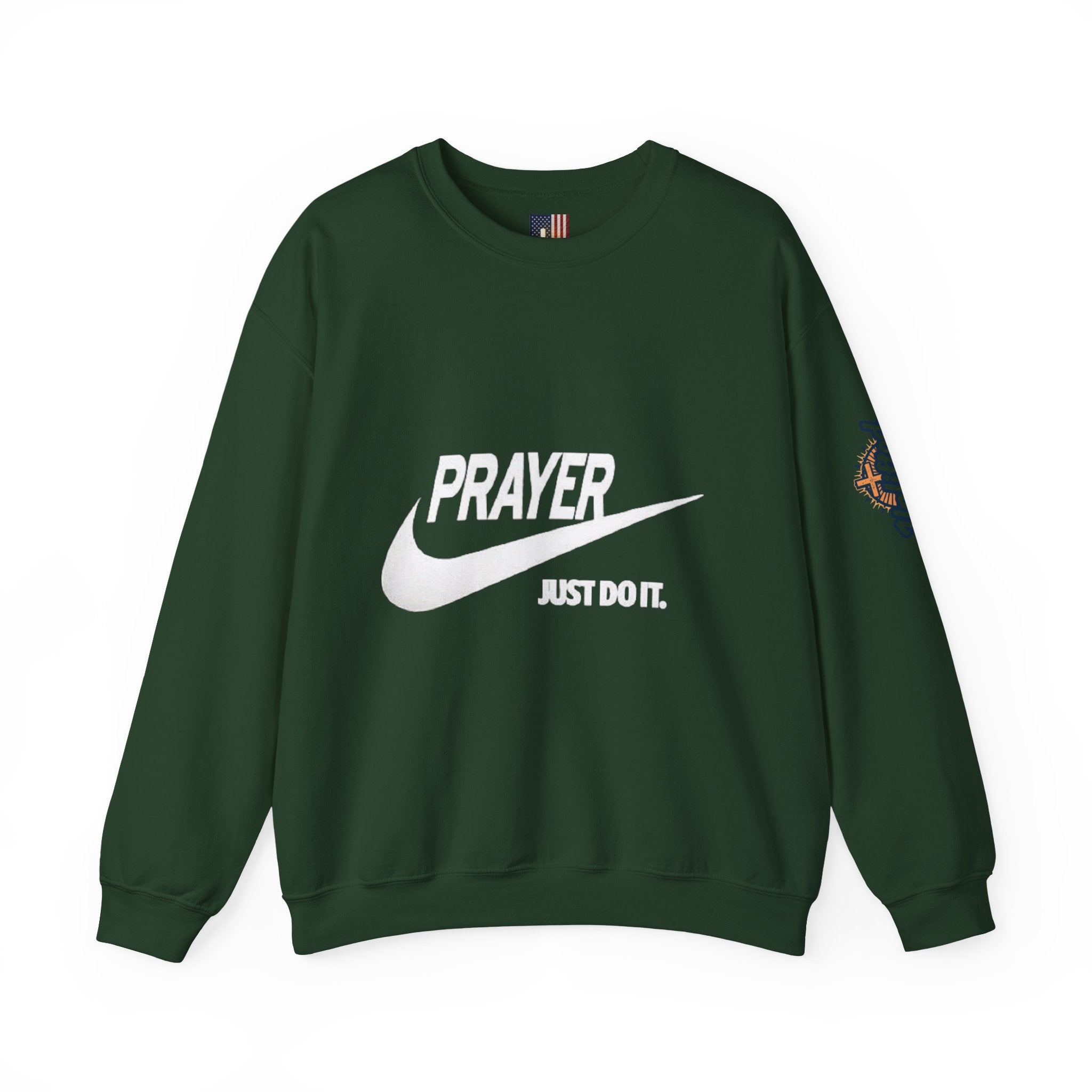 Prayer Just Do It Sweatshirt - Funny Christian Nike Parody Sweatshirt - Faith Gear Printify