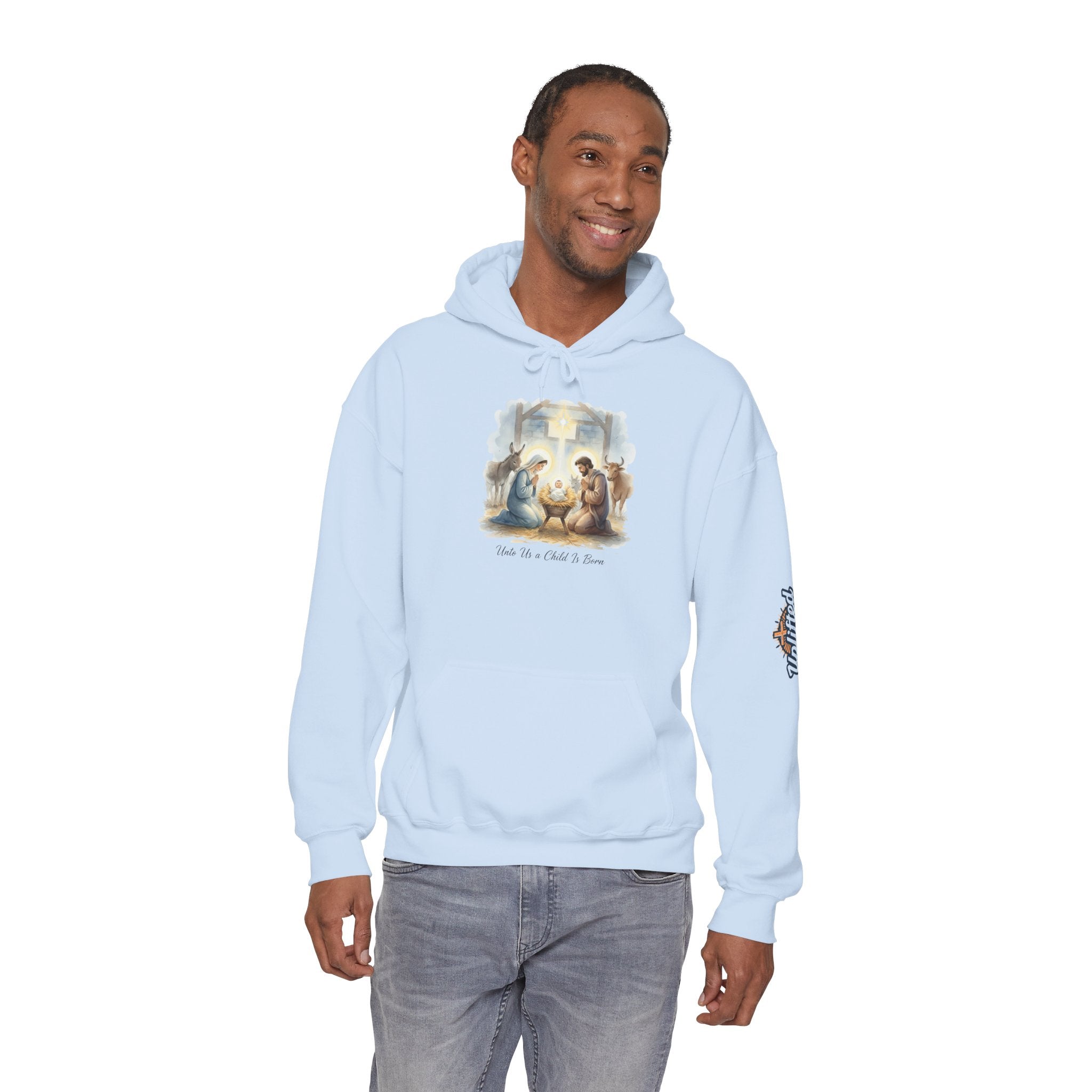 Unto Us a Child is Born Hoodie – Isaiah 9:6 Nativity Manger Scene Christian Christmas Sweatshirt for Holy Night Faith Printify