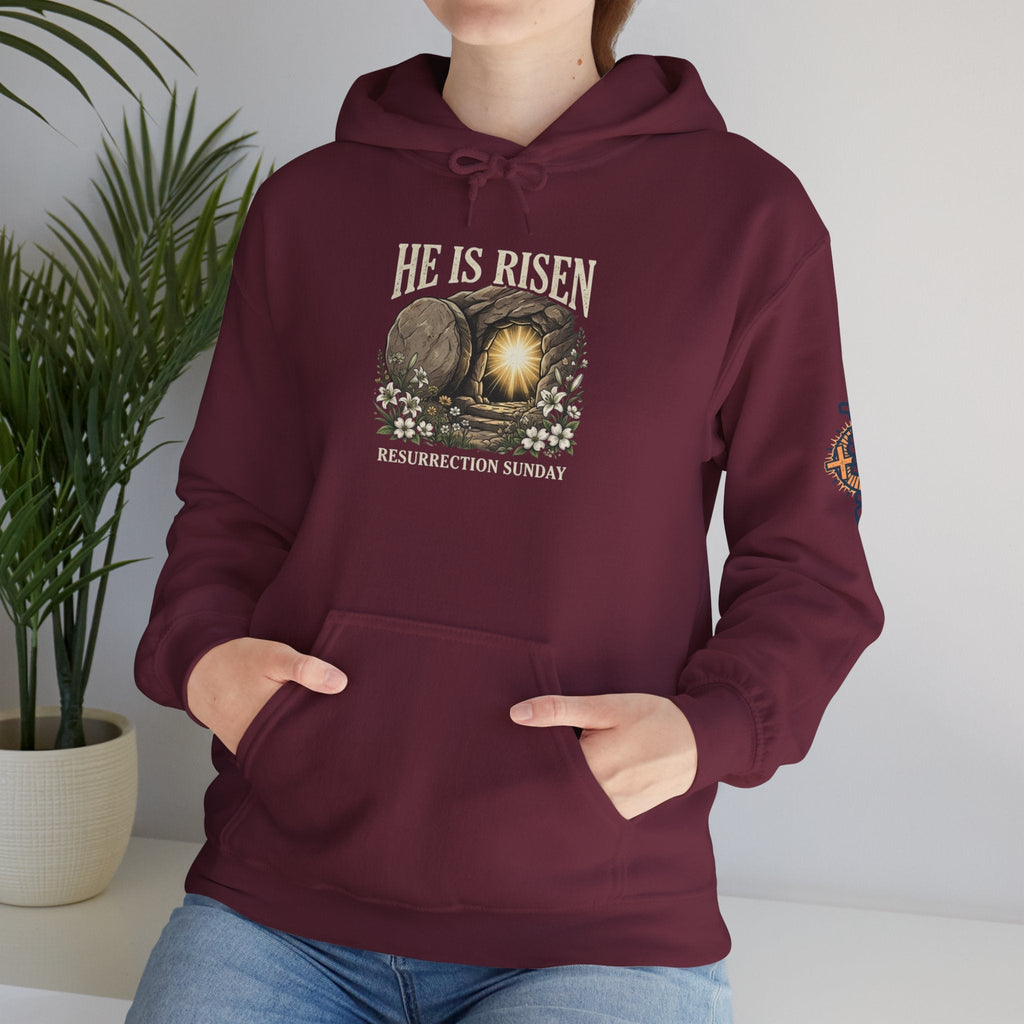 He Is Risen Hoodie — Jesus Christ Resurrection Easter Hoodie Printify