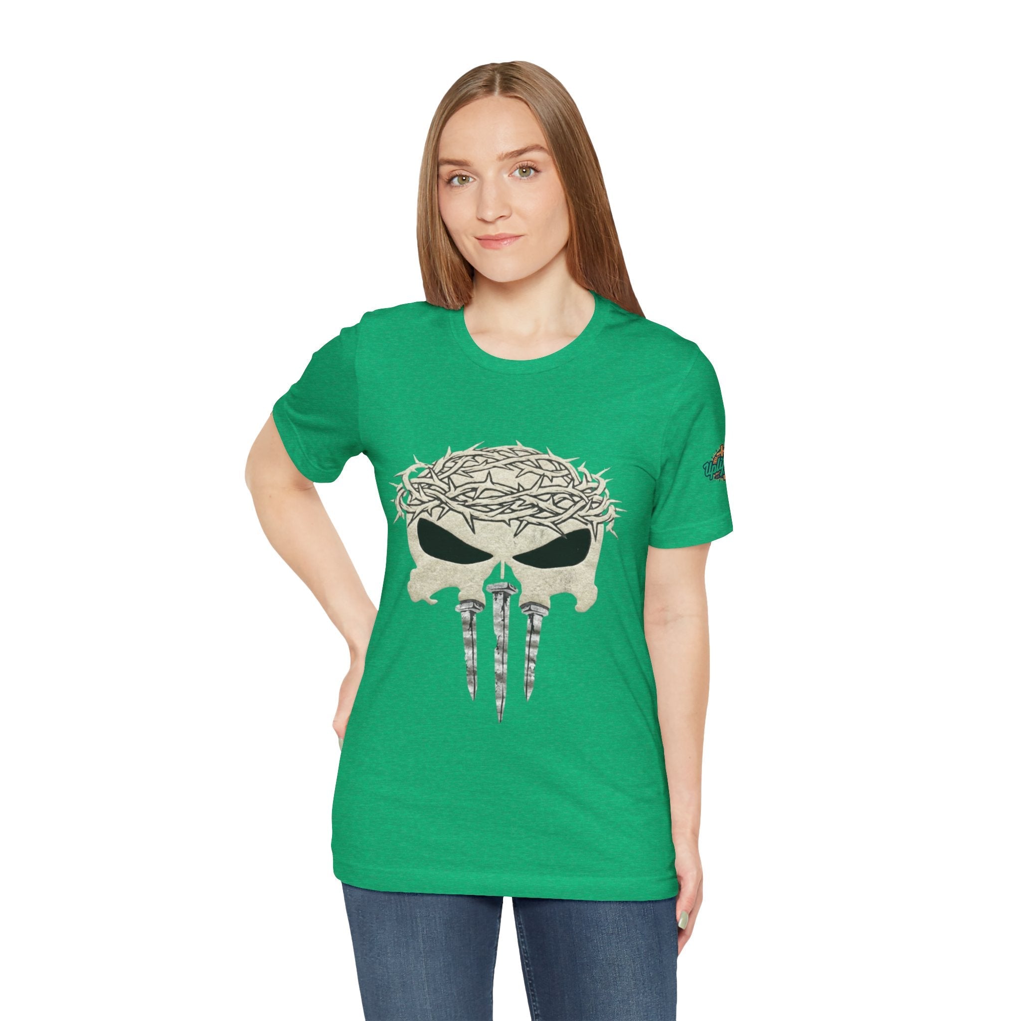 Christian Skull T-shirt - Crown of Thorns & Nails - Warrior Faith T-shirt Printify