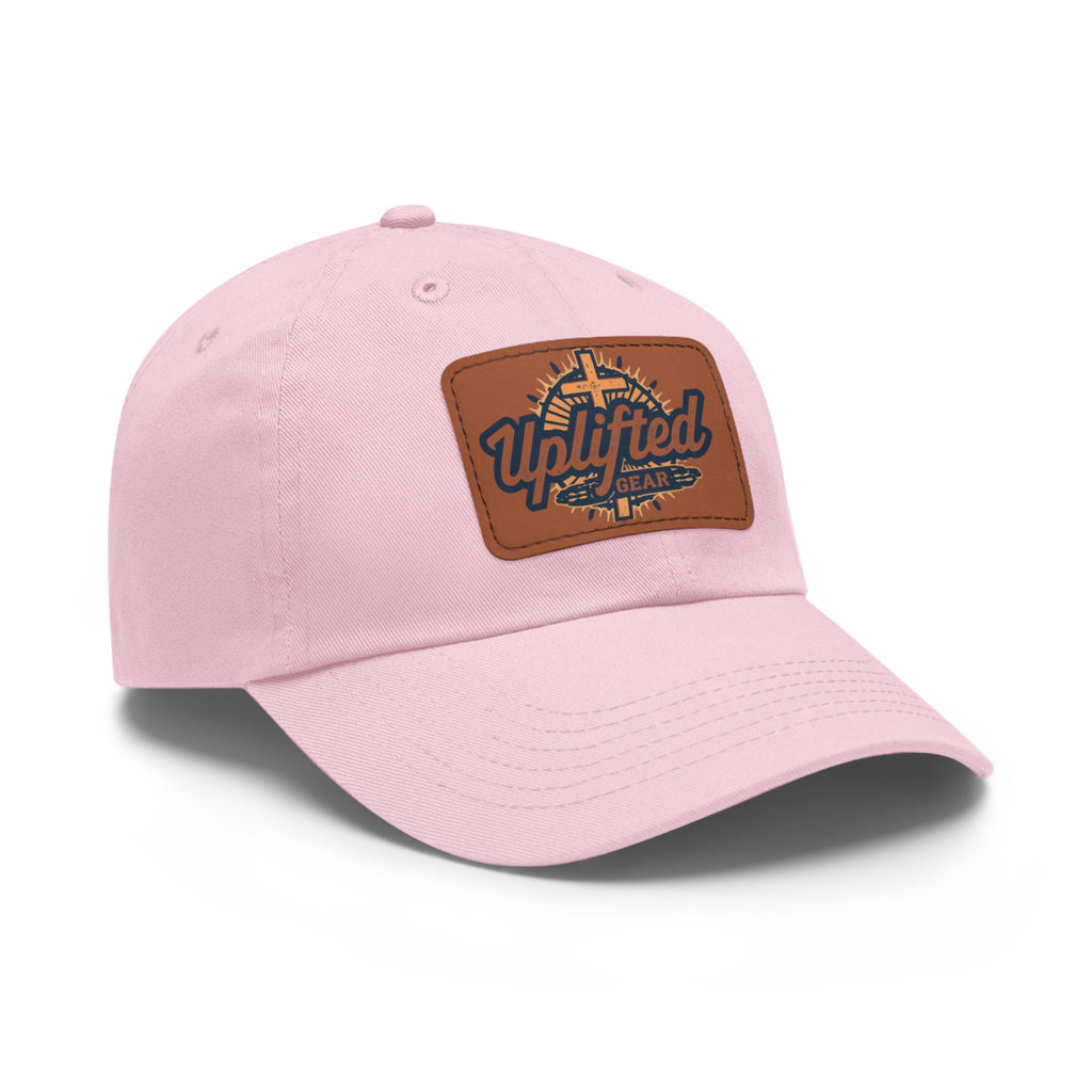 Uplifted Gear Leather Patch Dad Hat — Vintage Aviation Logo Cap Printify