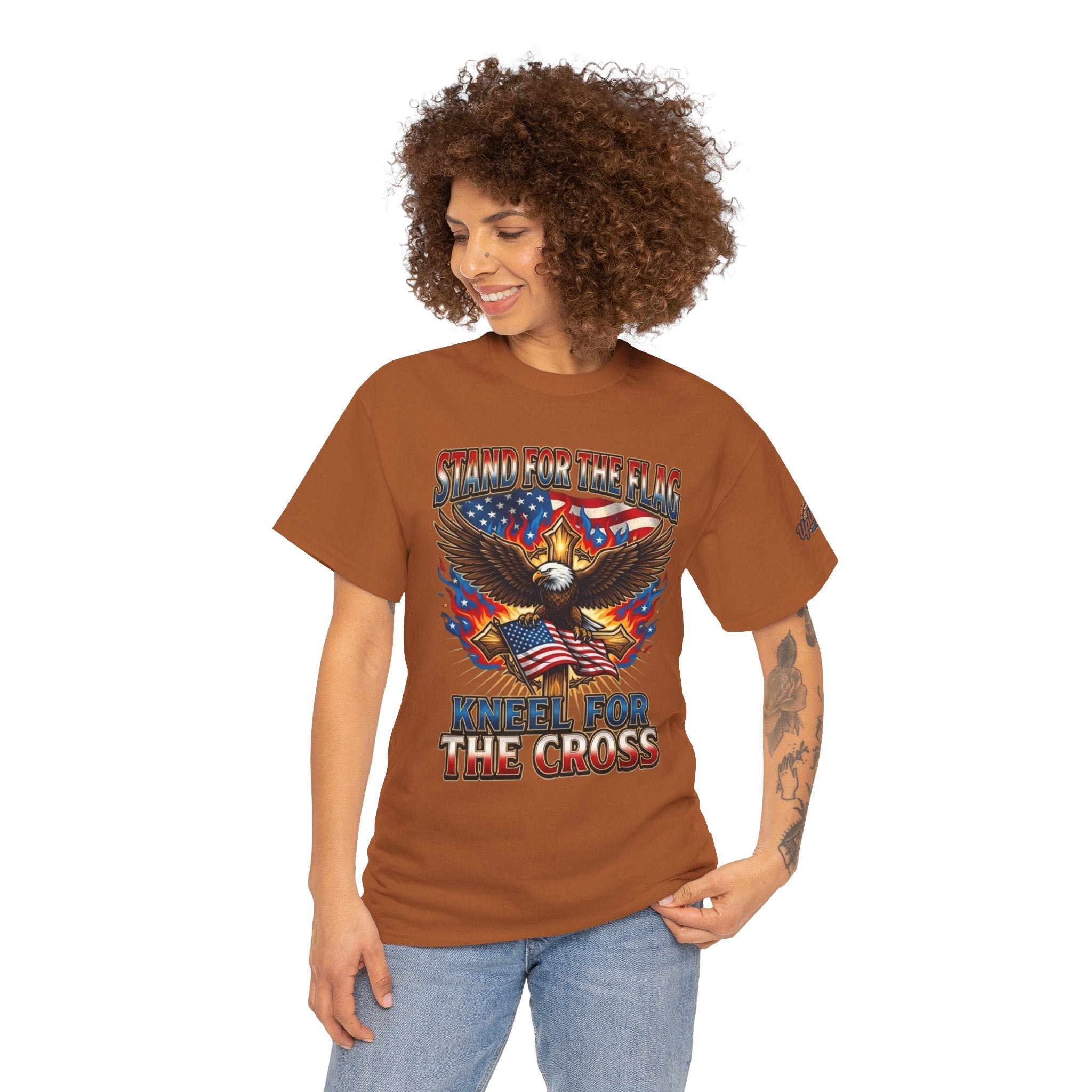 Stand for the Flag Kneel for the Cross T-shirt | Patriotic Eagle T-shirt Printify