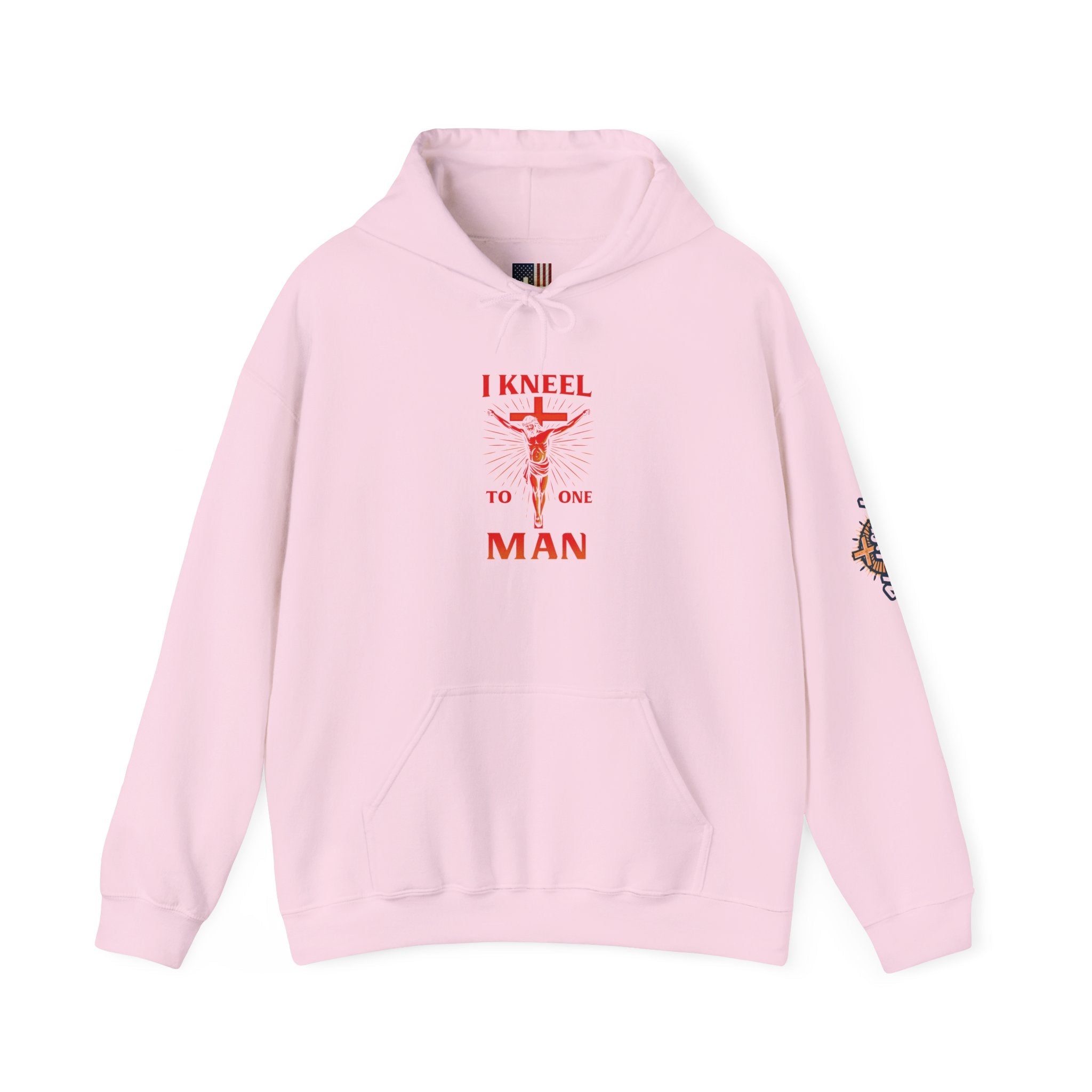 I Kneel to One Man Hoodie – Crucifixion Christian Sweatshirt for Unashamed Devotion & Bold Faith Printify