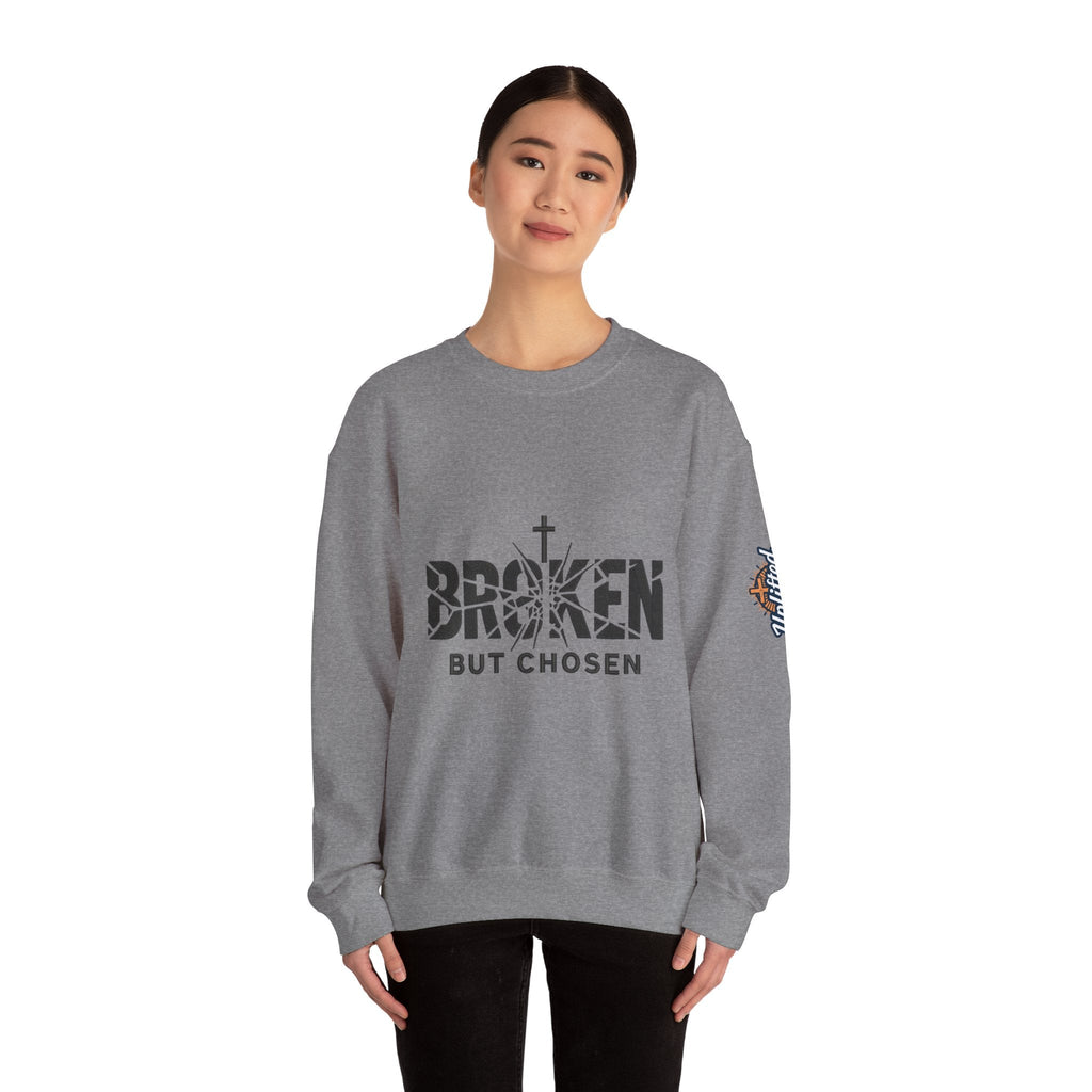 Broken But Chosen Crewneck Sweatshirt Printify