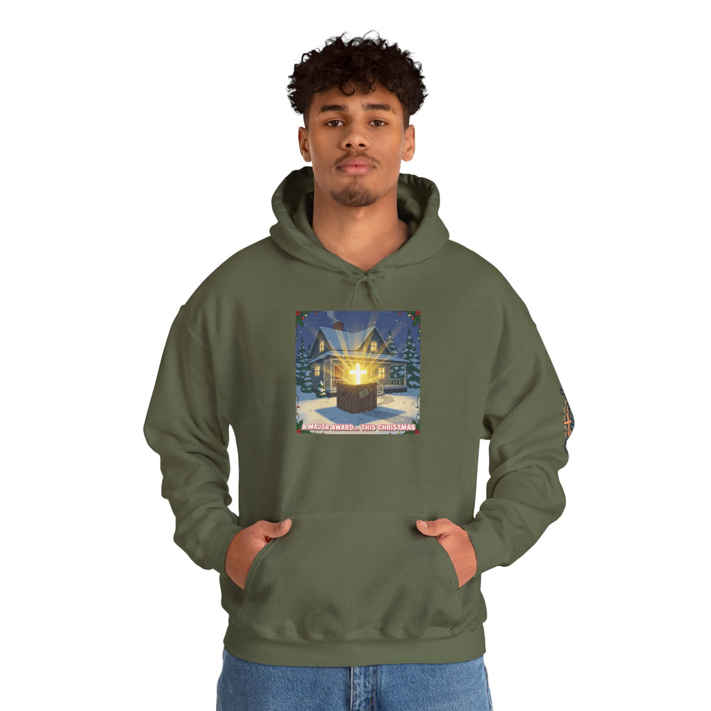 A Major Award This Christmas Hoodie – Fragile Leg Lamp Parody Cross Unboxing Christian Sweatshirt for Hilarious Faith & Holiday Glow Printify