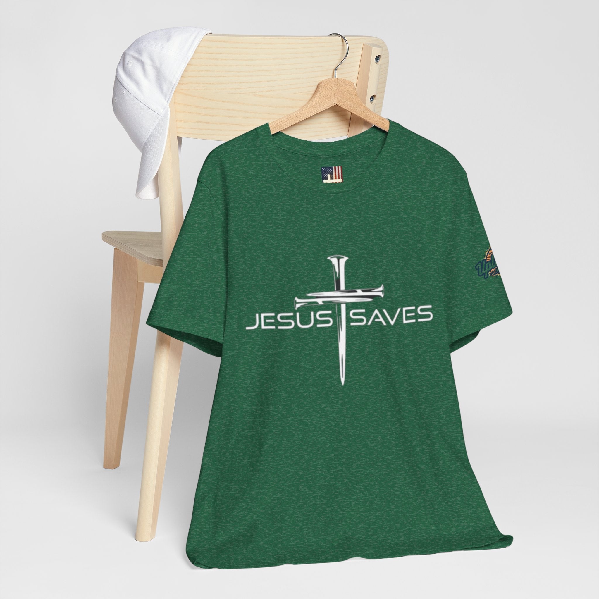 Jesus Saves T-shirt – 3 Nails Crucifix Cross Christian T-shirt for Redemption Faith & Bold Salvation Printify