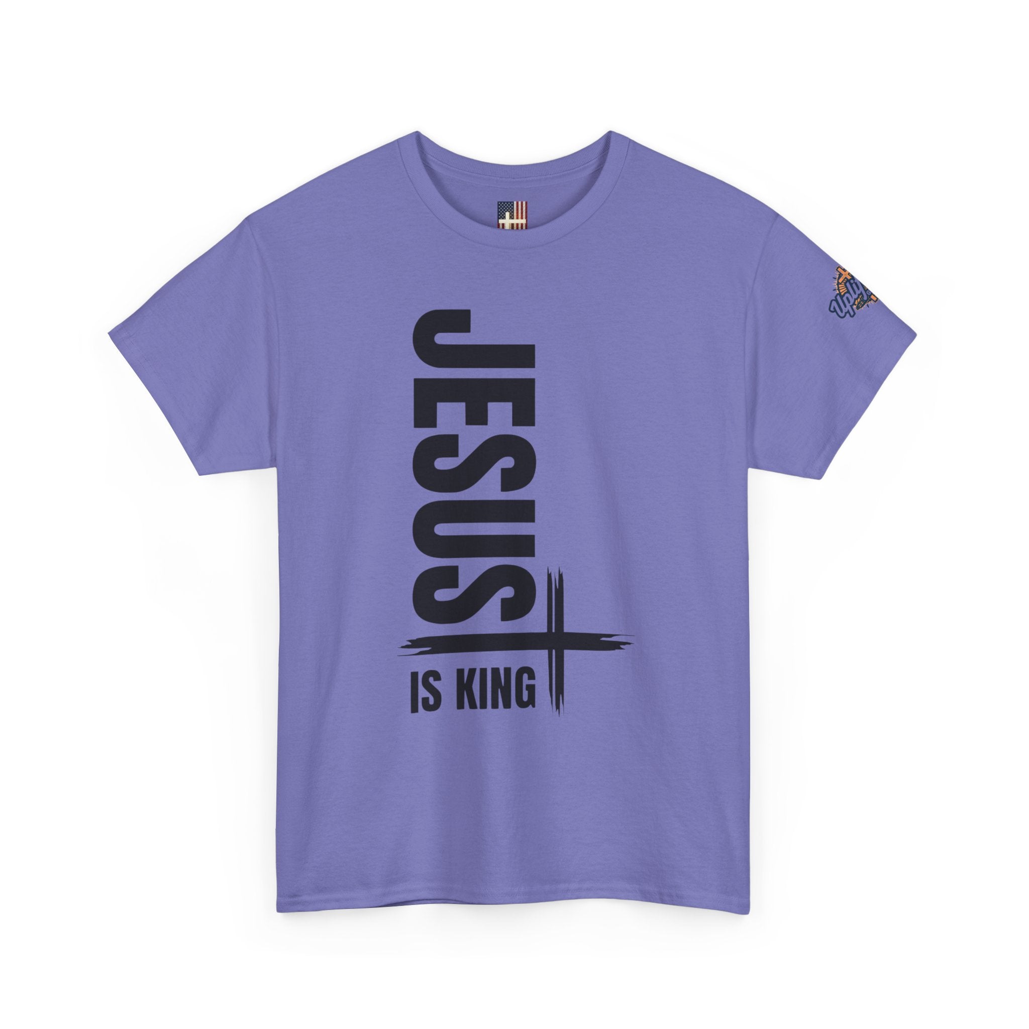 Jesus Is King T-shirt | Modern Typographic Cross Christian T-shirt Printify