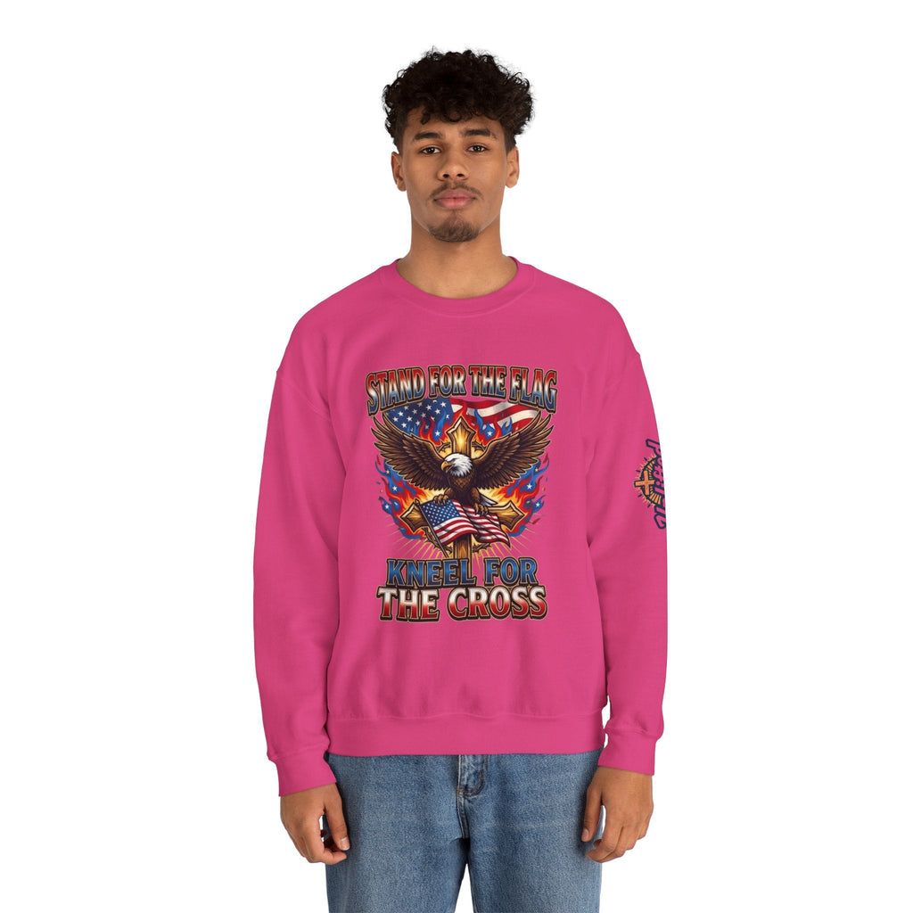 Stand for the Flag Kneel for the Cross Sweatshirt | Patriotic Eagle Sweatshirt Printify