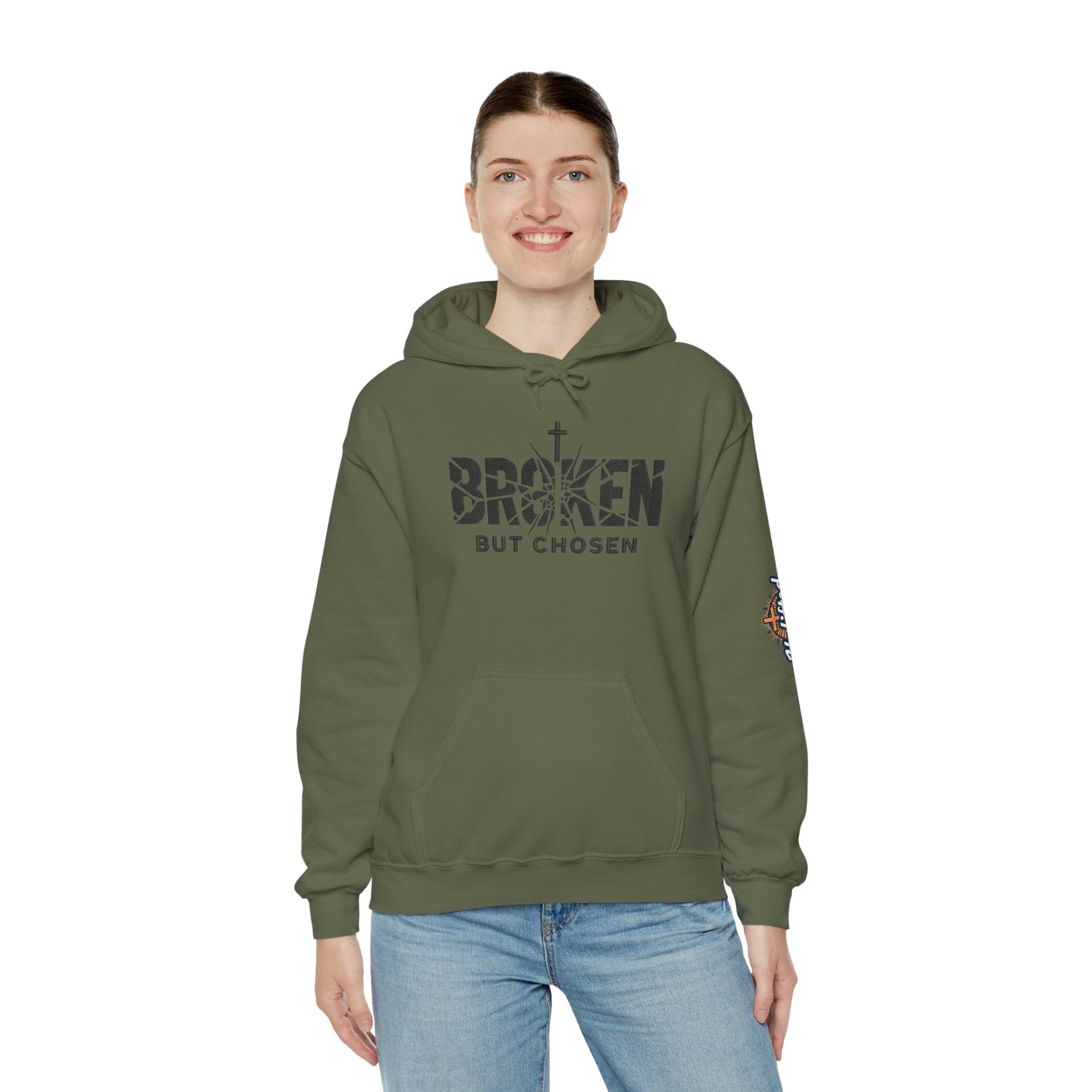 Broken But Chosen Hoodie — Christian Faith Graphic Sweatshirt Printify