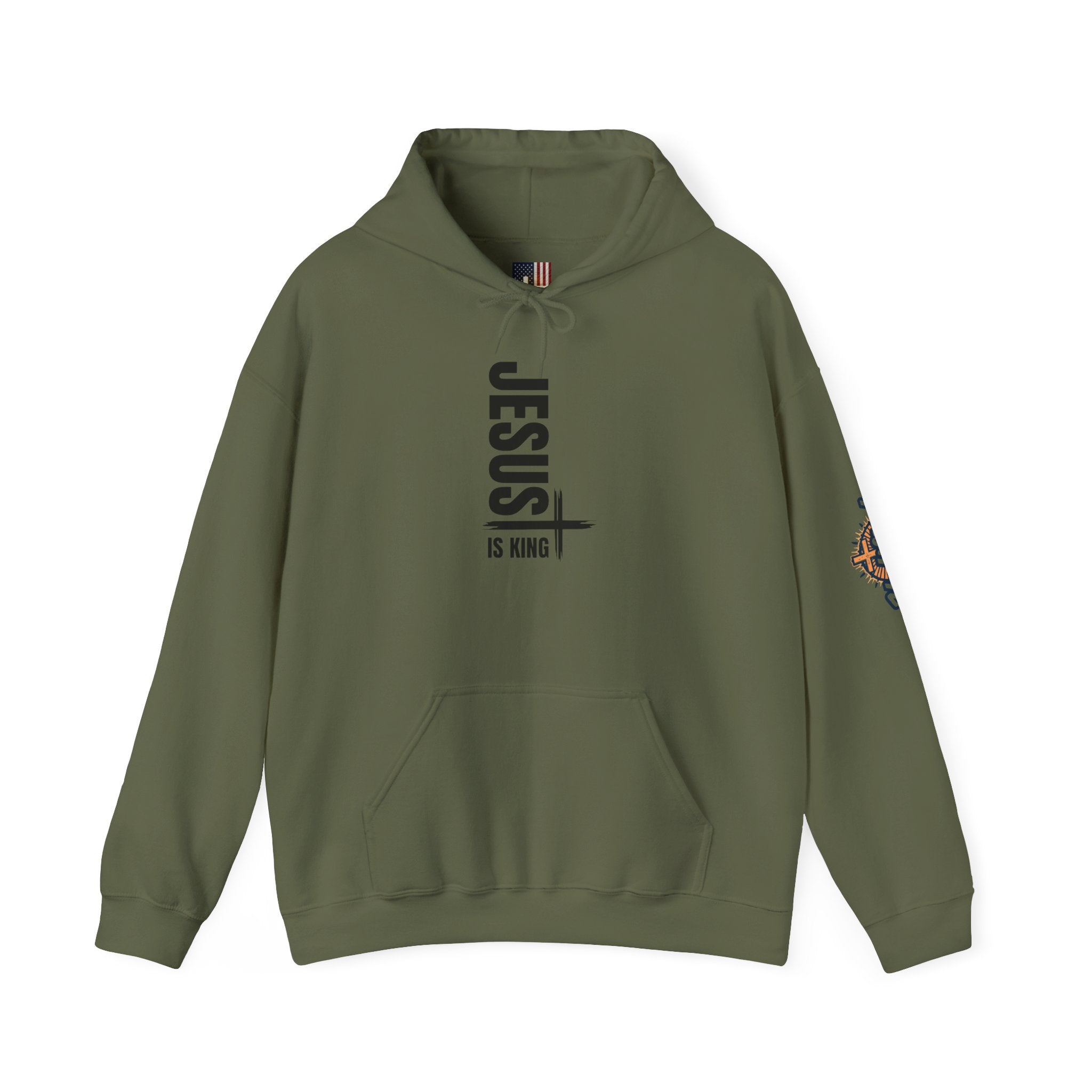 Jesus Is King Hoodie | Modern Typographic Cross Christian Hoodie Printify