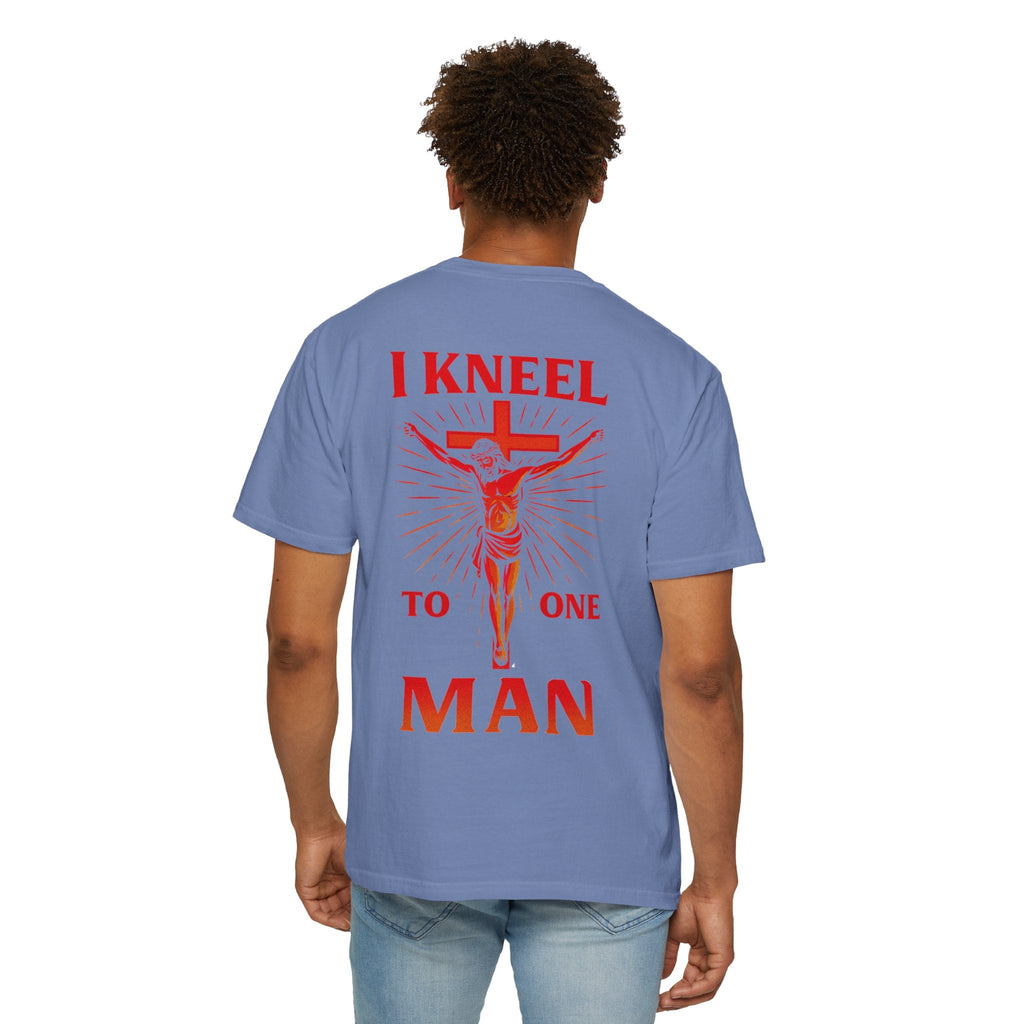 I Kneel to One Man T-shirt – Crucifixion Christian T-shirt for Unashamed Devotion & Bold Faith Printify