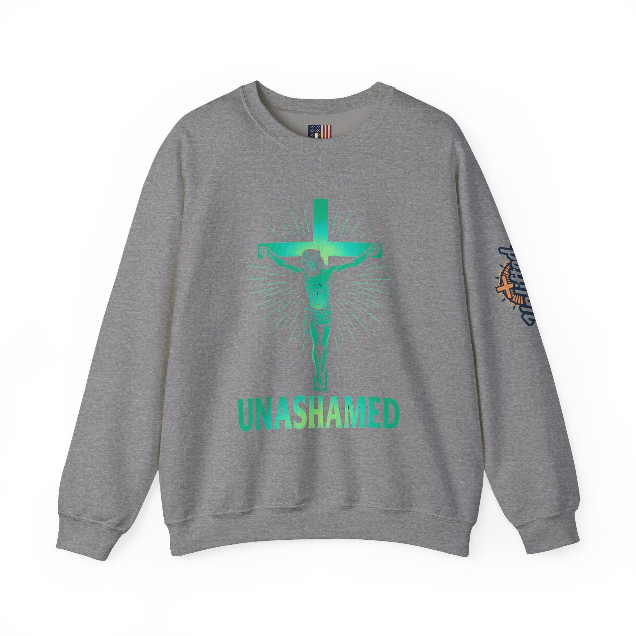 Unashamed Sweatshirt – Romans 1:16 Crucifixion Christian Sweatshirt for Bold Unwavering Faith Printify