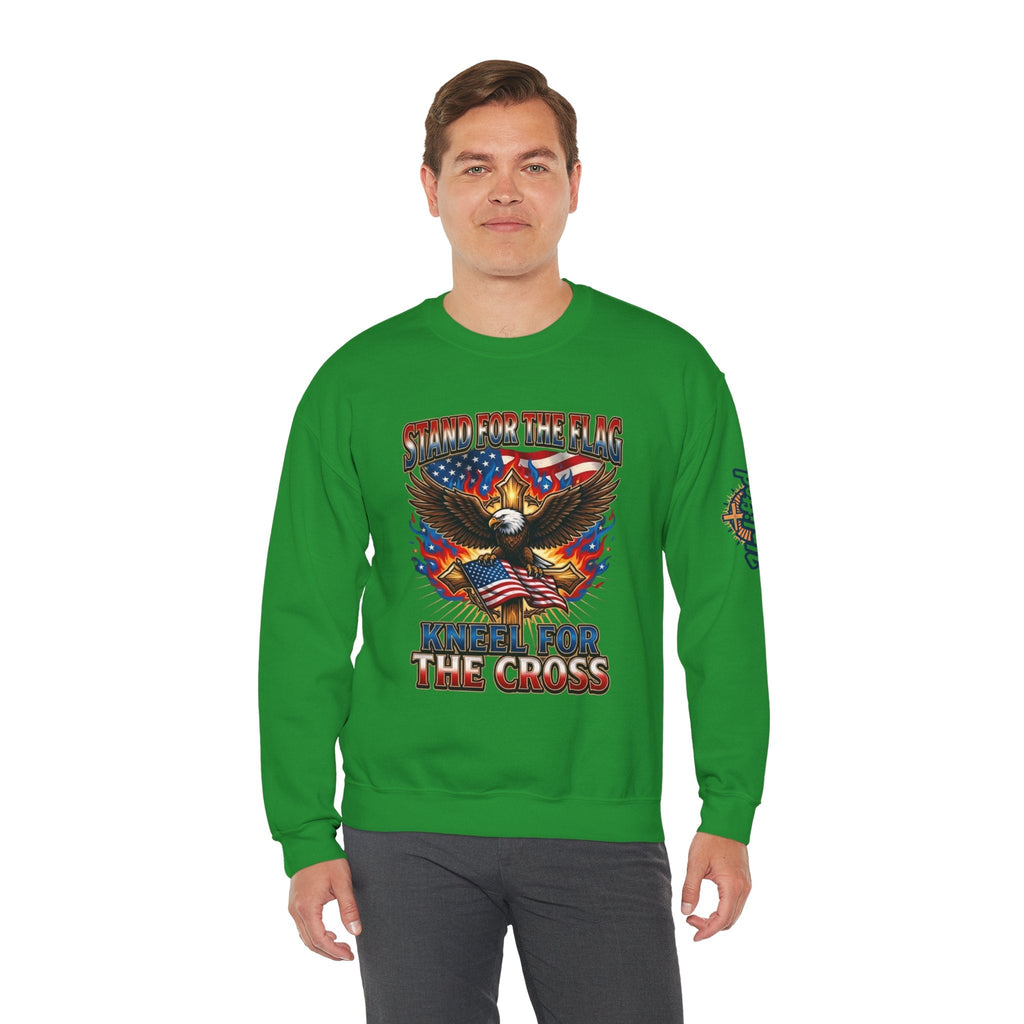 Stand for the Flag Kneel for the Cross Sweatshirt | Patriotic Eagle Sweatshirt Printify
