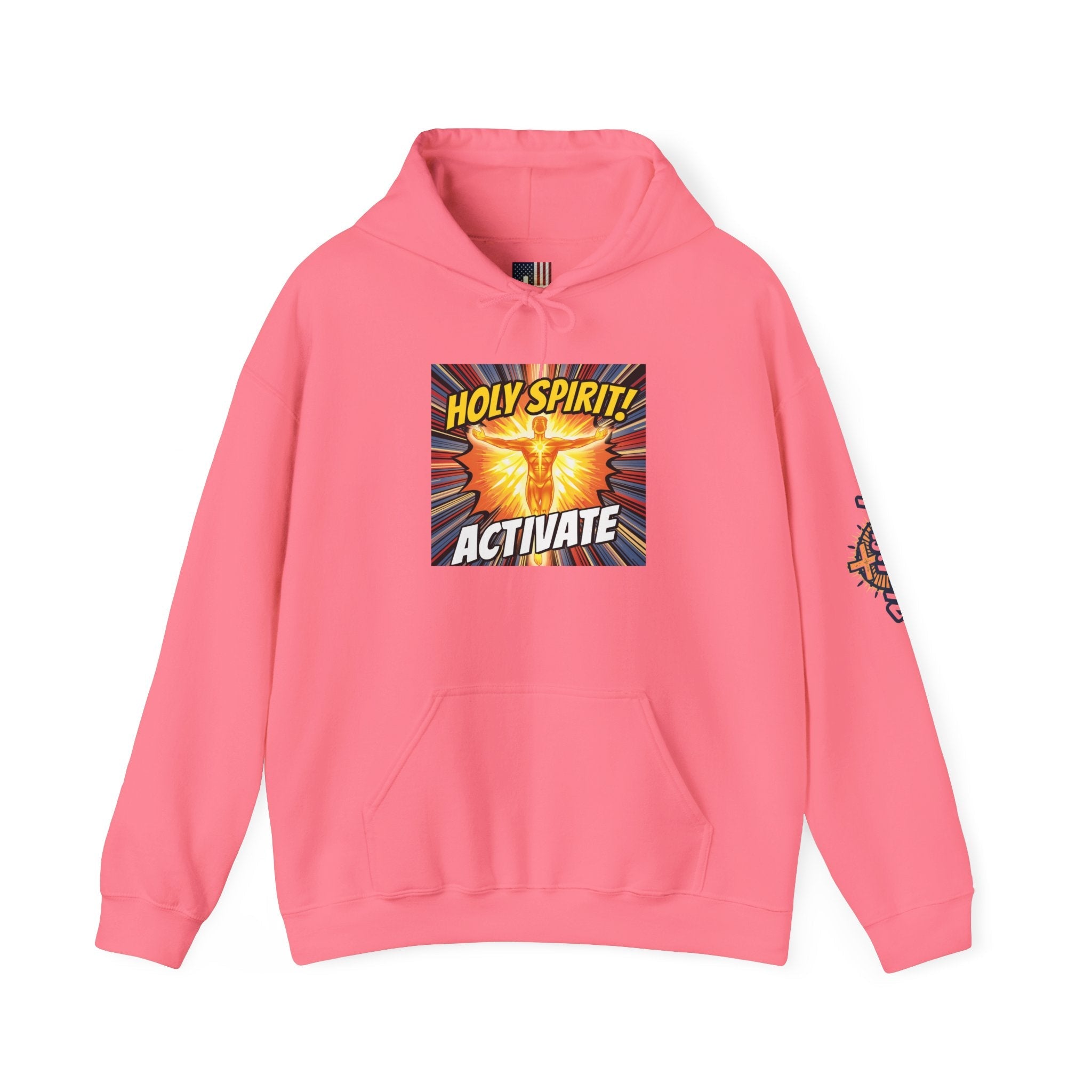 Holy Spirit Activate Hoodie – Superhero Christian Sweatshirt with Vibrant Power-Up Design for Faith-Fueled Boldness Printify