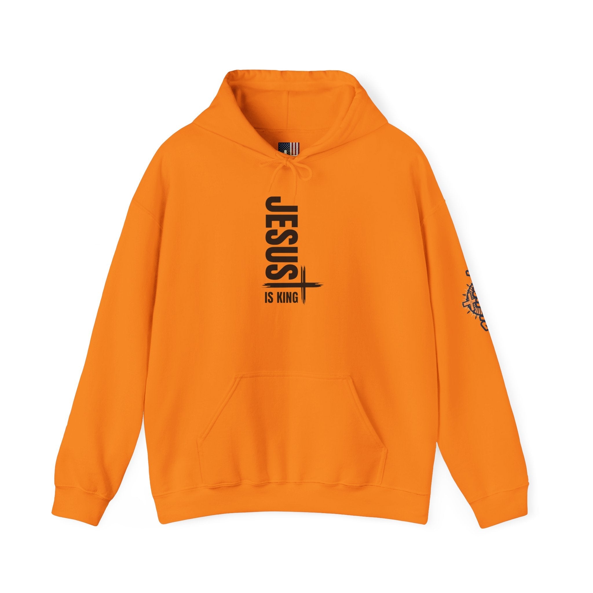Jesus Is King Hoodie | Modern Typographic Cross Christian Hoodie Printify