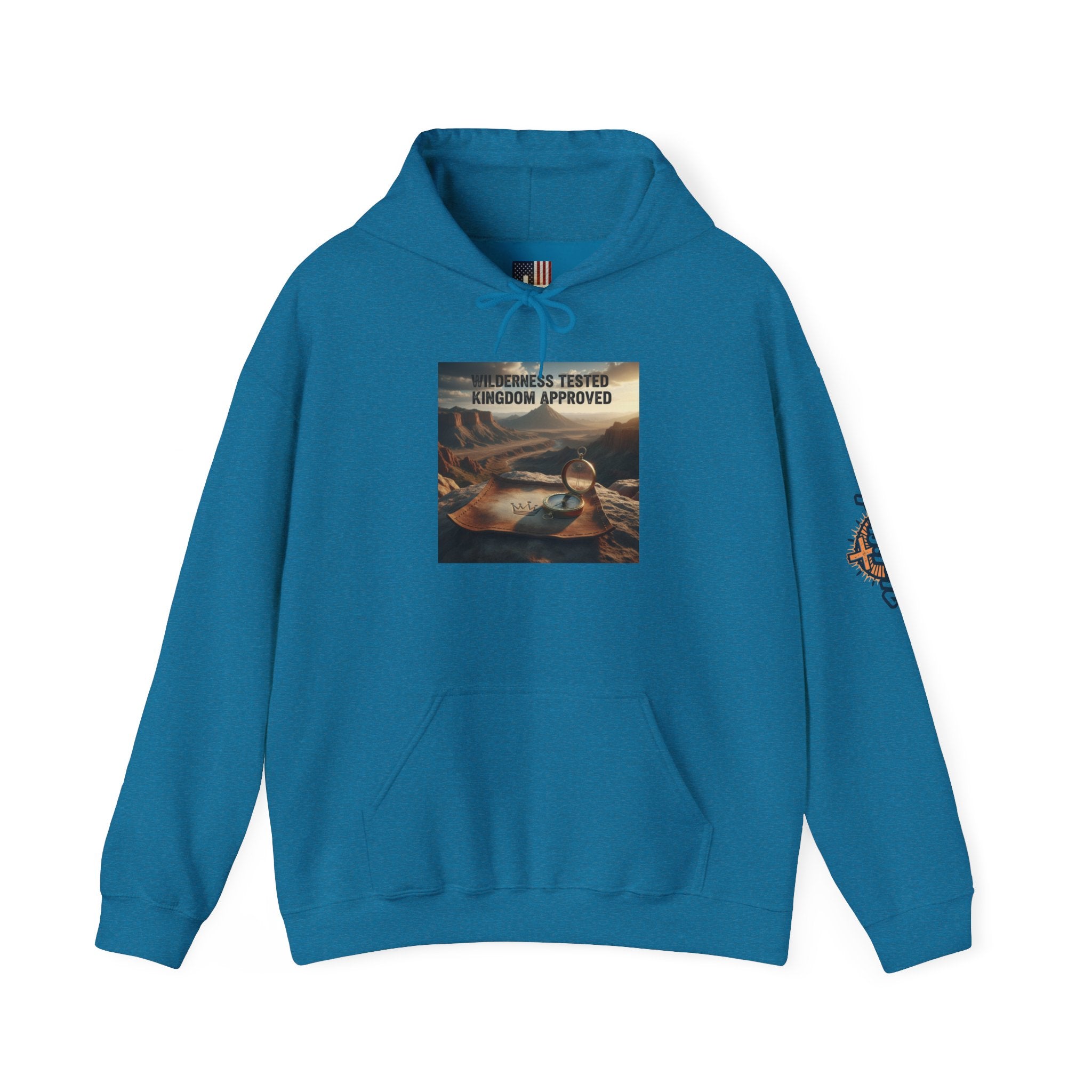 Wilderness Tested Kingdom Approved Hoodie – Mountain Desert Compass Crown Christian Sweatshirt for Biblical Adventure Faith Printify