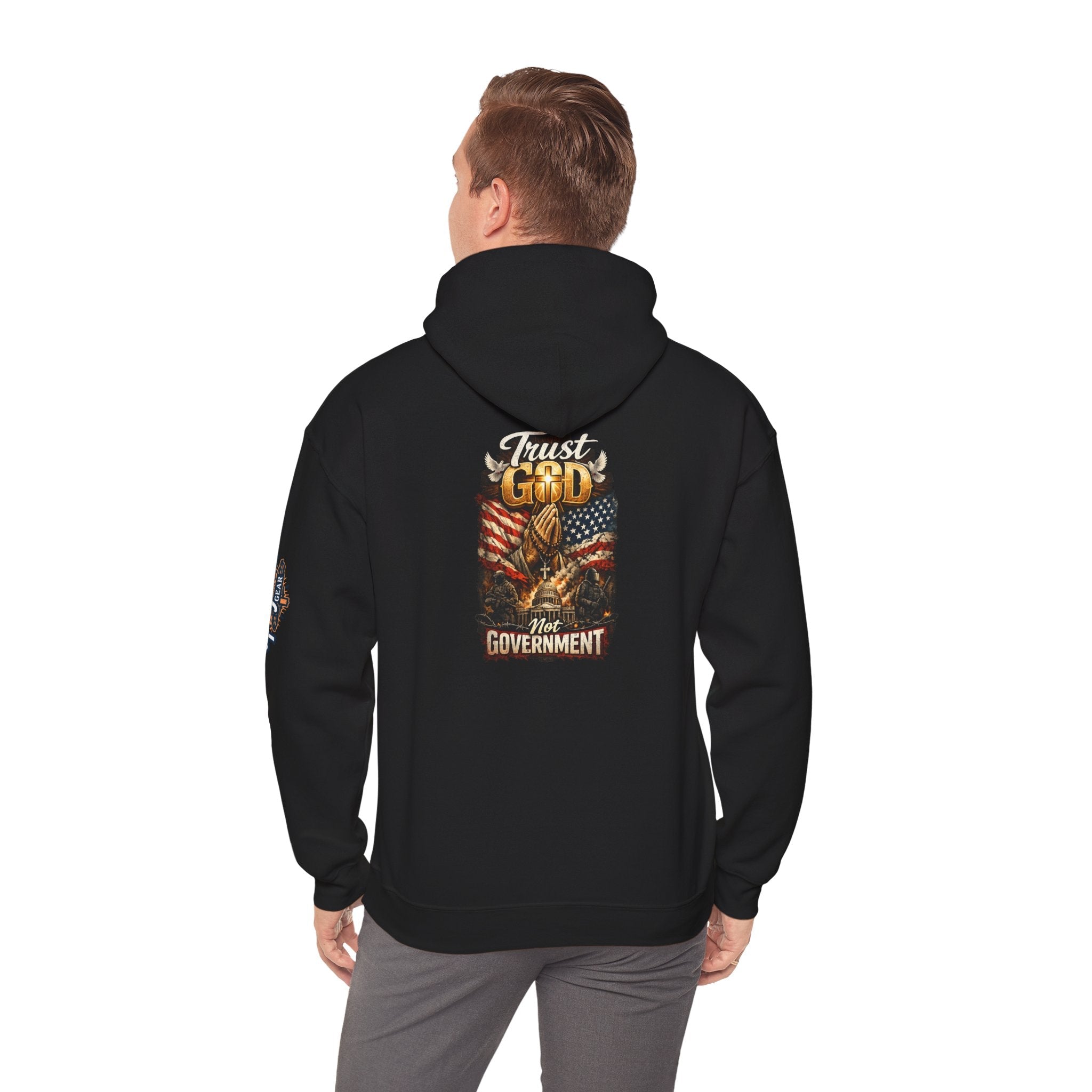 Trust God Not Government Hoodie — Vintage Patriotic Christian Hoodie Printify