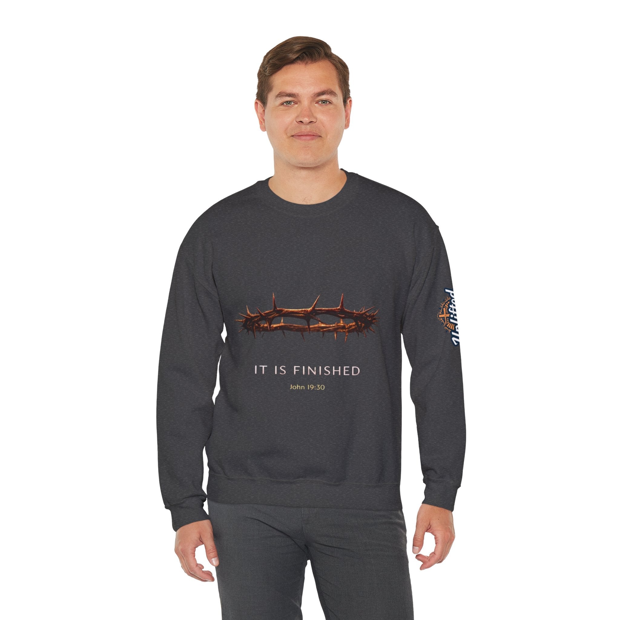 It Is Finished Crown of Thorns Sweatshirt — Christian John 19:30 Faith Sweatshirt Printify