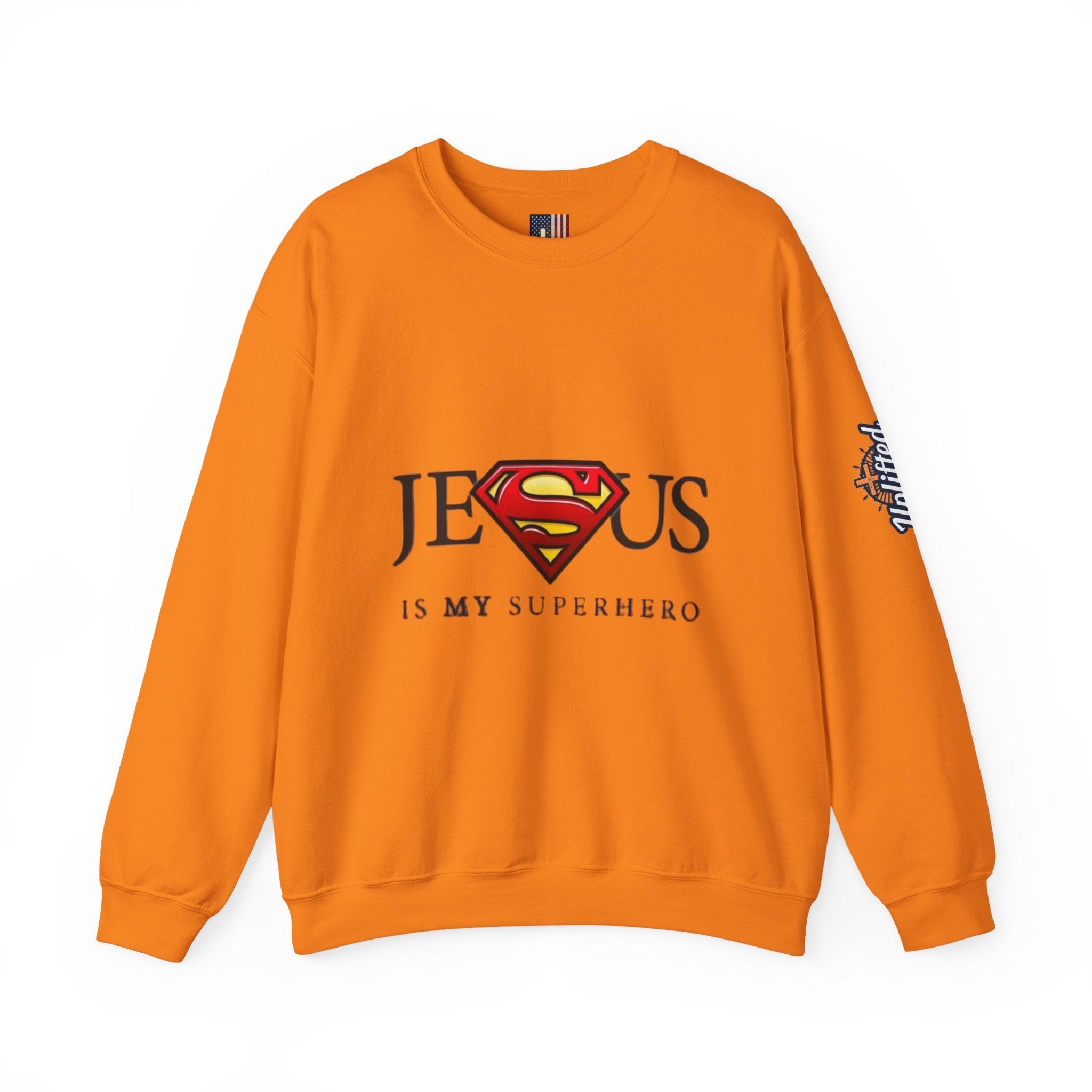Jesus Is My Superhero Crewneck Sweatshirt Printify