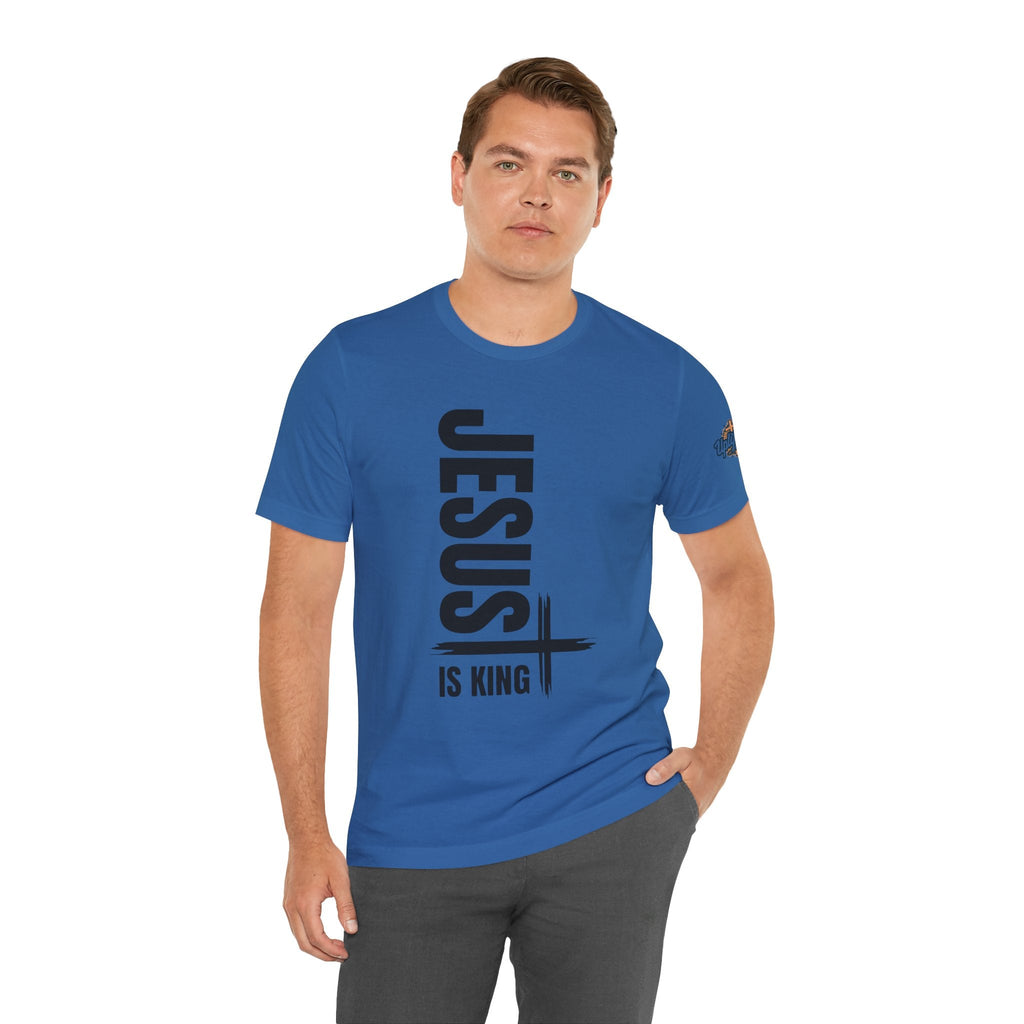 Jesus Is King T-shirt | Modern Typographic Cross Christian T-shirt Printify